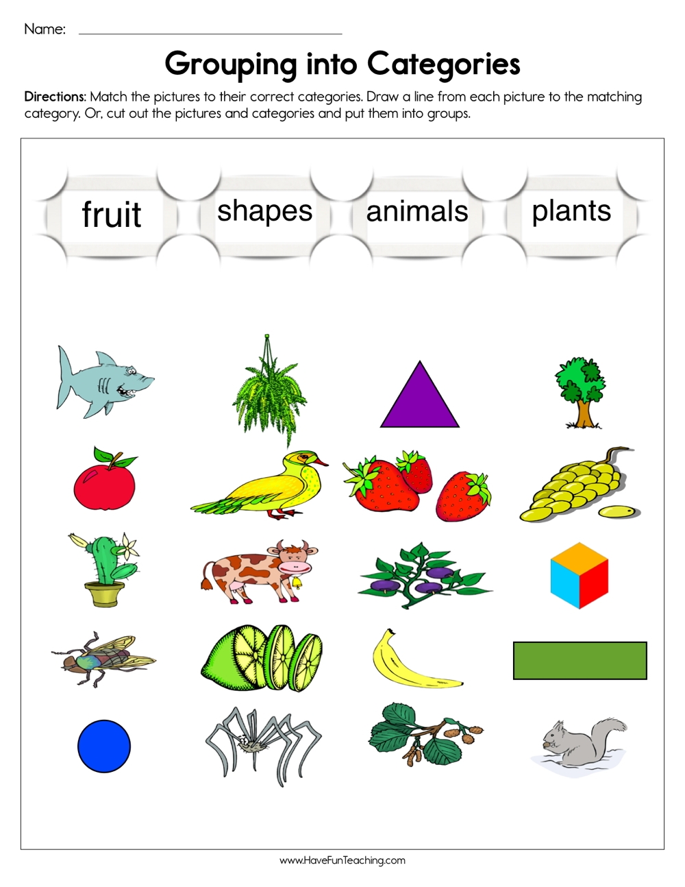 Grouping Into Categories Worksheet Have Fun Teaching Worksheets Library