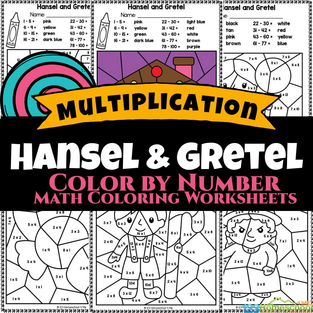 Hansel And Gretel Multiplication Coloring Worksheets