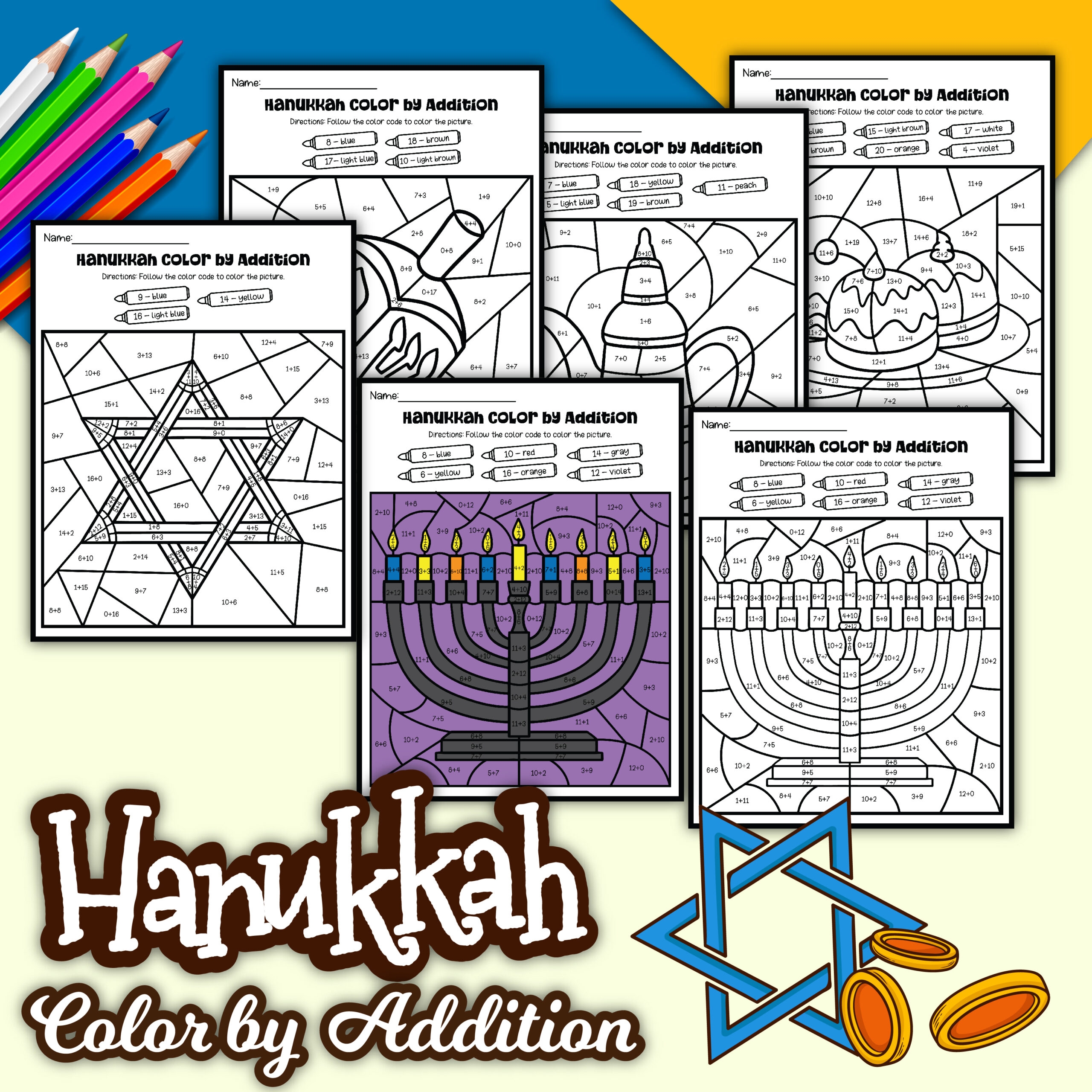 Hanukkah Kindergarten Worksheets Free