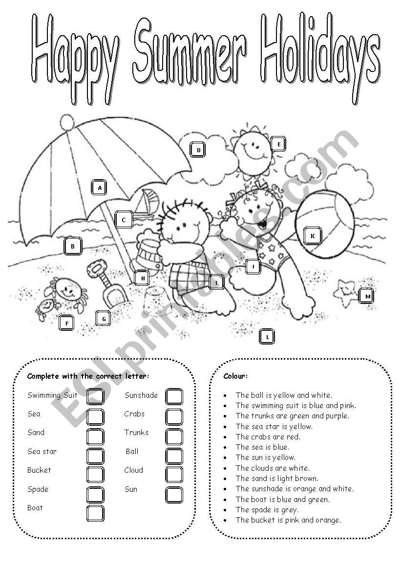 Happy Summer Holidays ESL Worksheet By Carla74