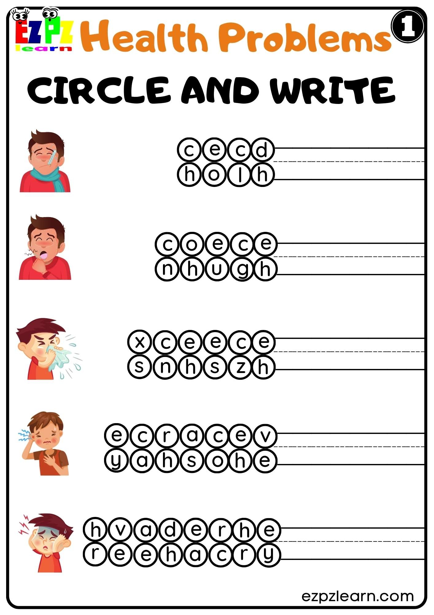 Free Kindergarten Health Worksheets