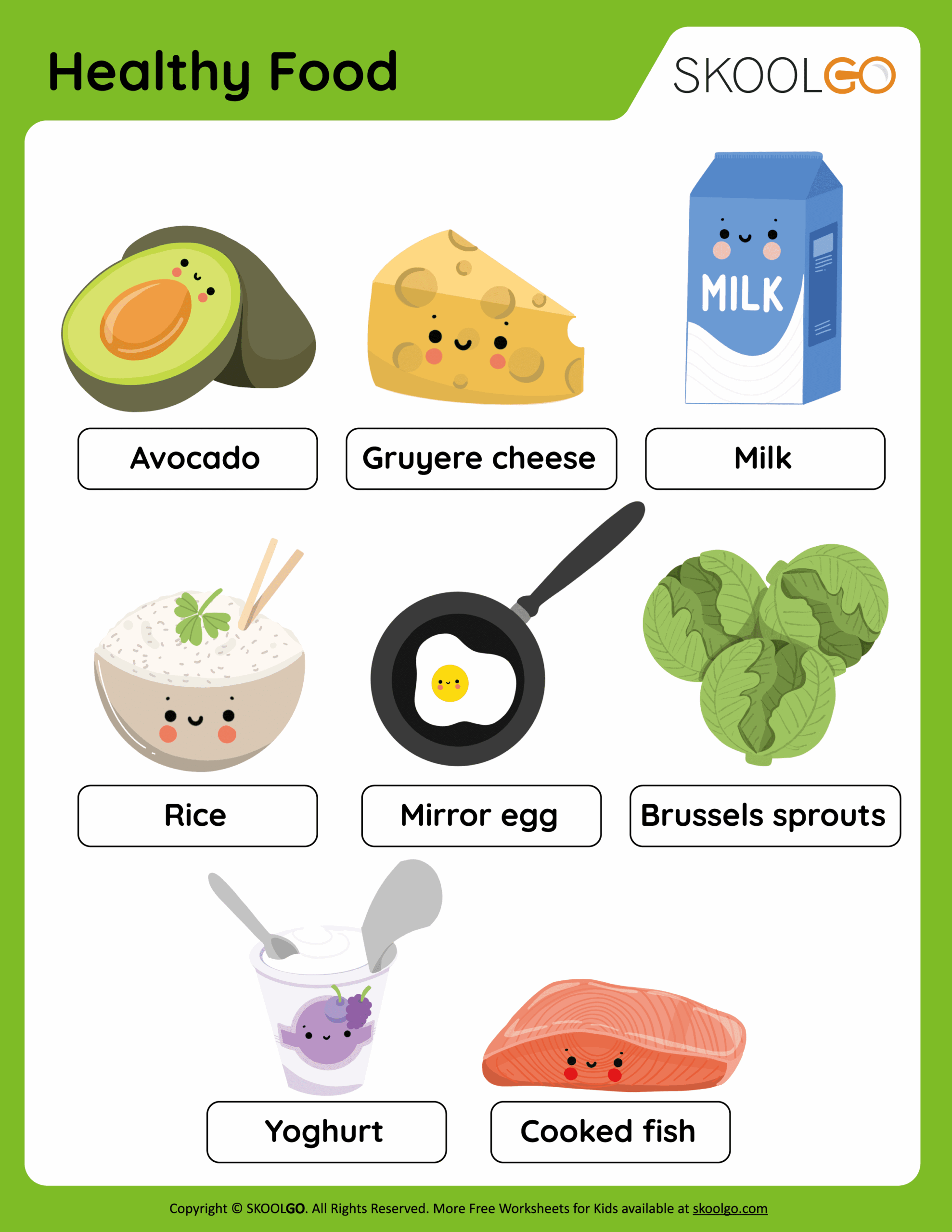 Healthy Food Free Worksheet For Kids SKOOLGO