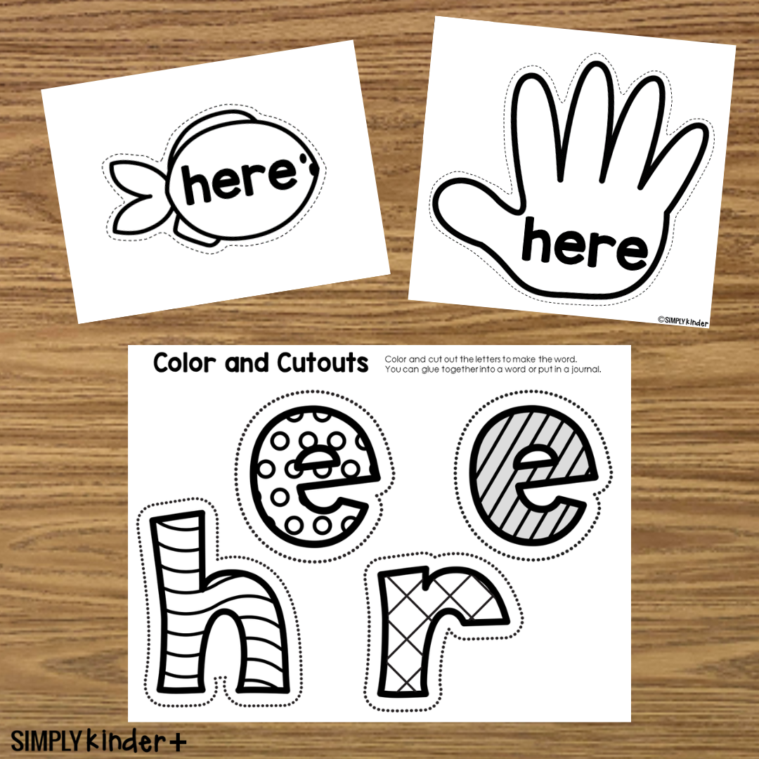Here Sight Word Craft Activities Simply Kinder Plus