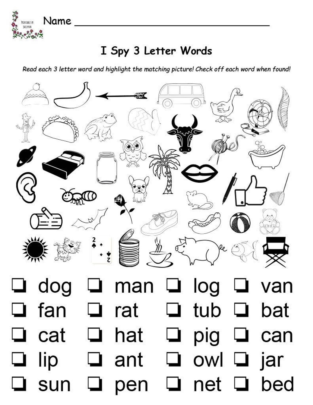 3 Letter Words For Kindergarten Worksheets