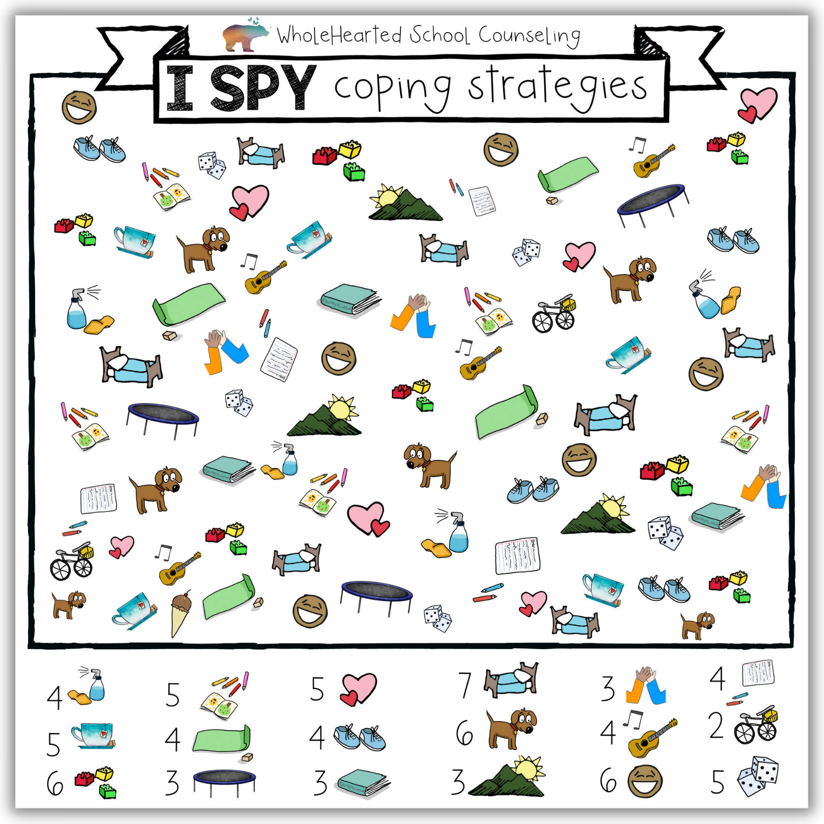 I SPY COPING SKILLS Free Poster Printable WholeHearted School Counseling