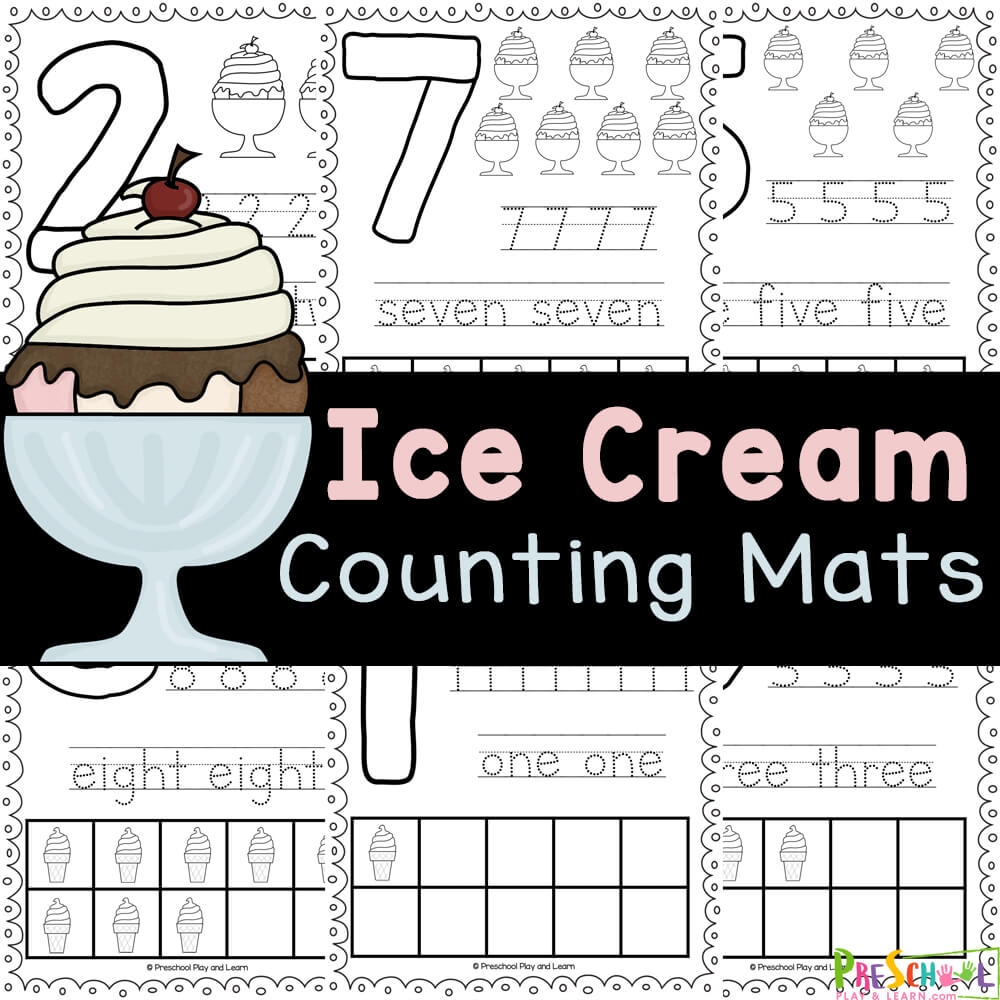  Ice Cream Math Playdough Number Mats Worksheets