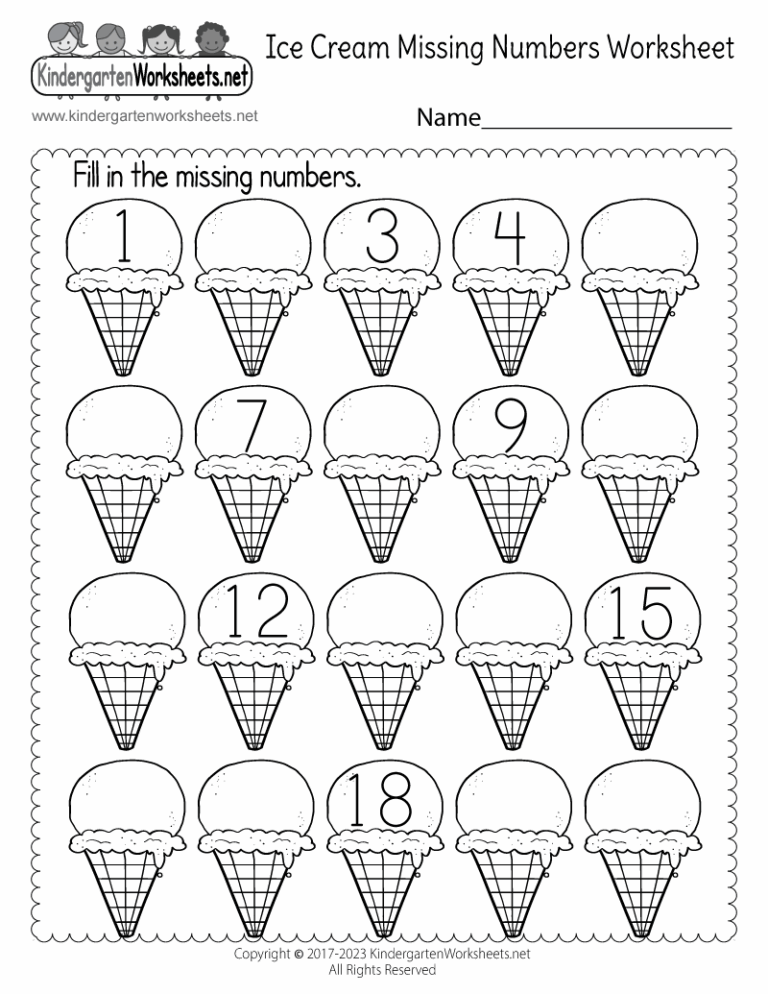 Ice Cream Missing Numbers 1 20 Worksheet Free Printable Digital U0026 PDF