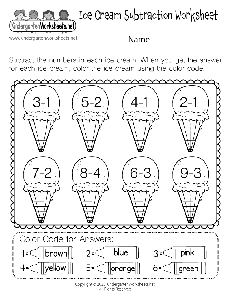 Math Subtraction Worksheet Kindergarten