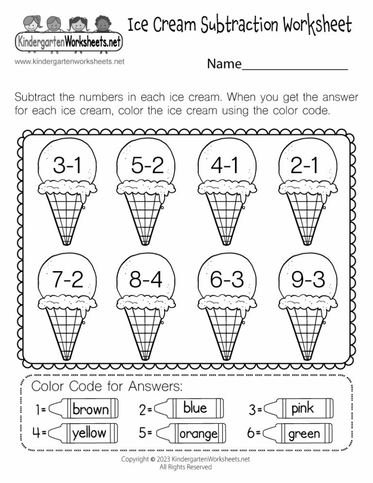 Ice Cream Subtraction Worksheet Free Printable Digital U0026 PDF