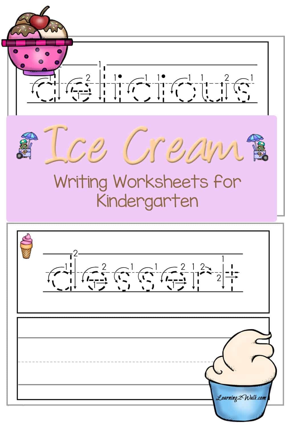 Ice Cream Writing Worksheets For Kindergarten