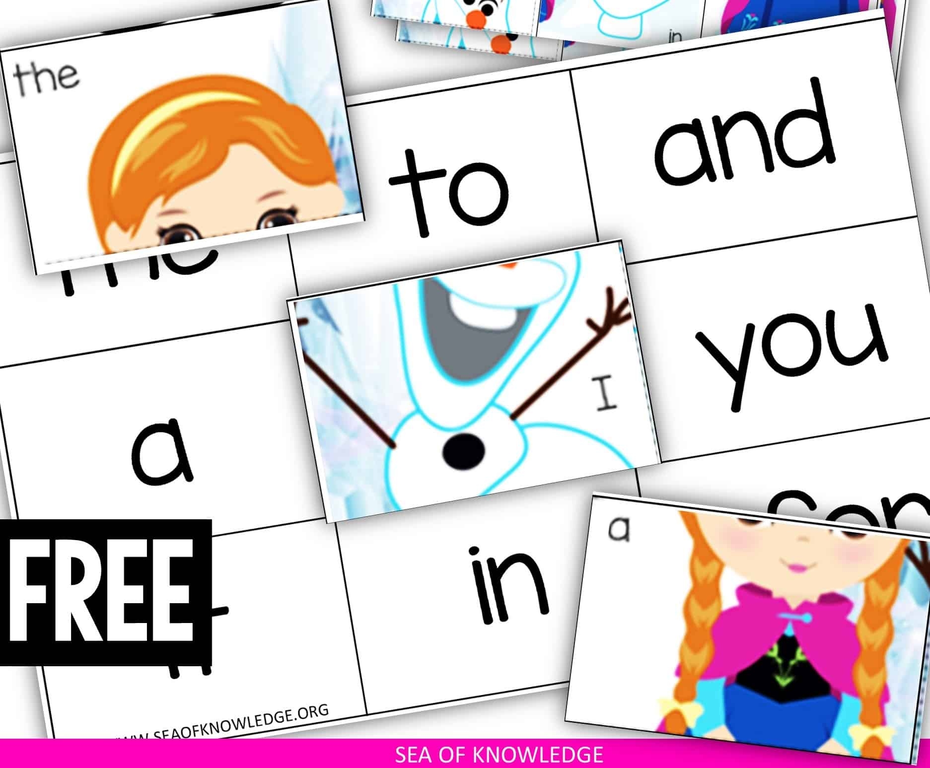 Ice Princess Frozen Sight Word Worksheet Puzzles Sea Of Knowledge