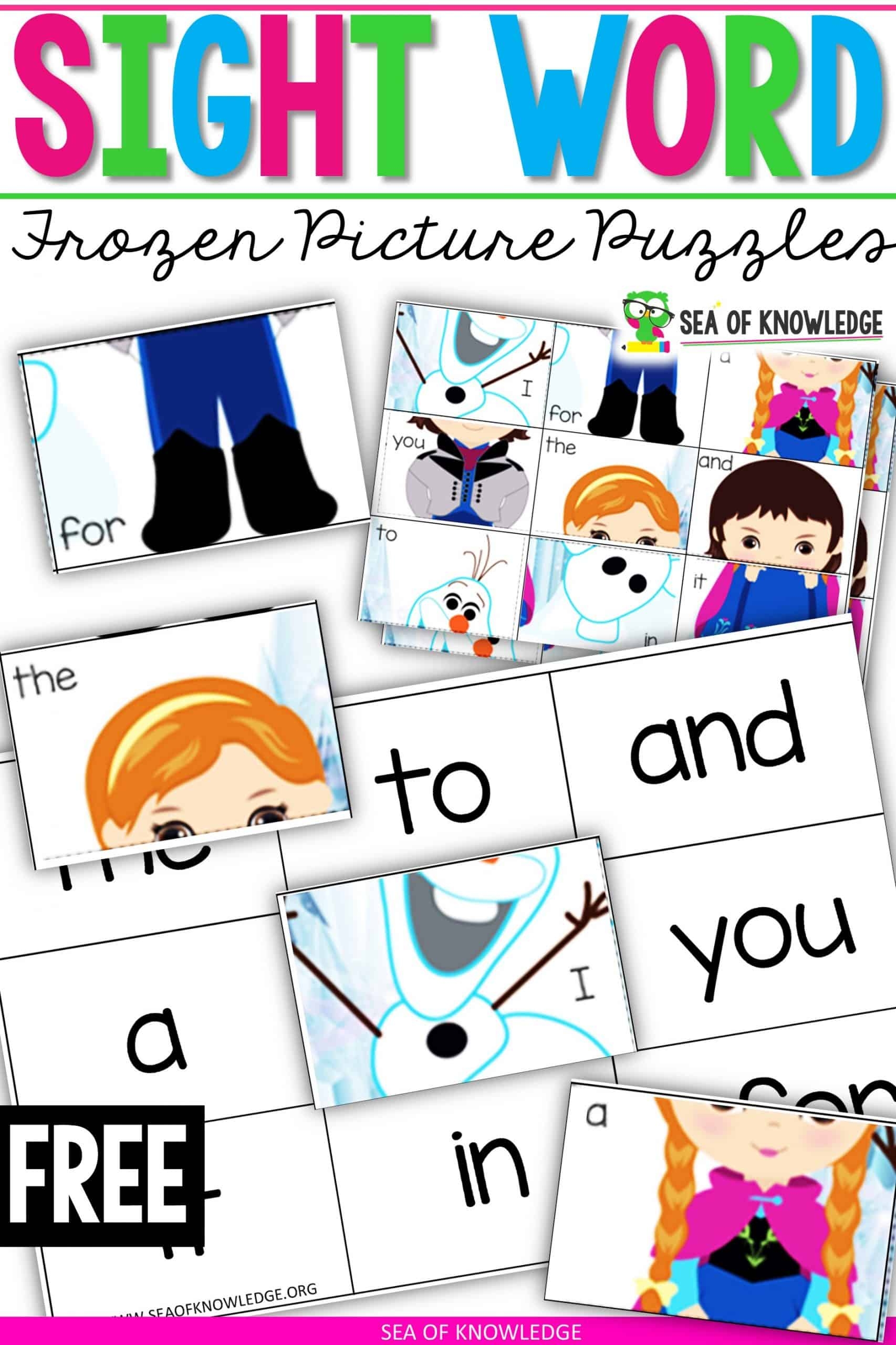 Ice Princess Frozen Sight Word Worksheet Puzzles Sea Of Knowledge
