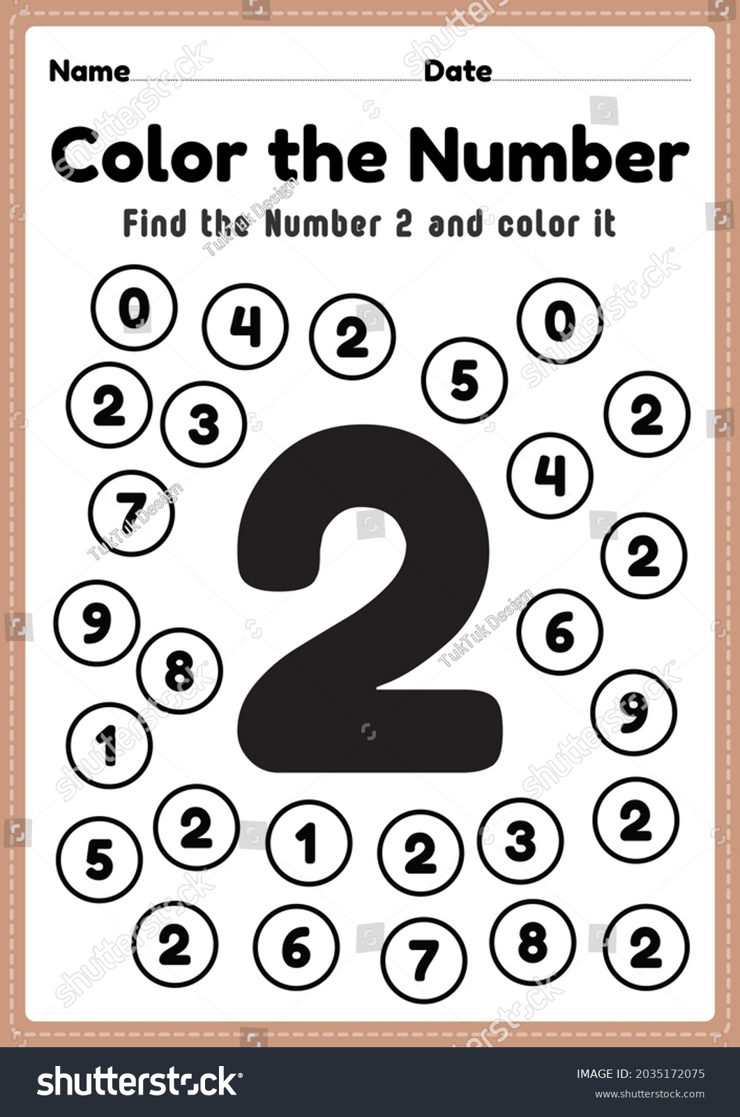 Ilustrasi Stok Math Worksheet Number 2 Worksheet Coloring 2035172075 Shutterstock