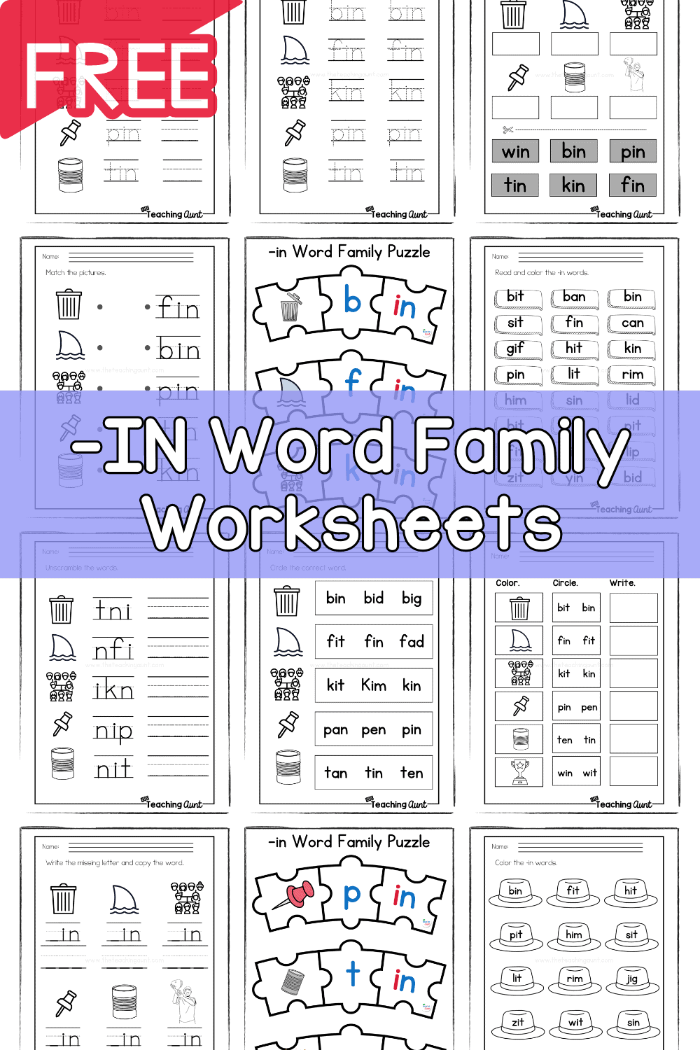 Word Family It Worksheets For Kindergarten