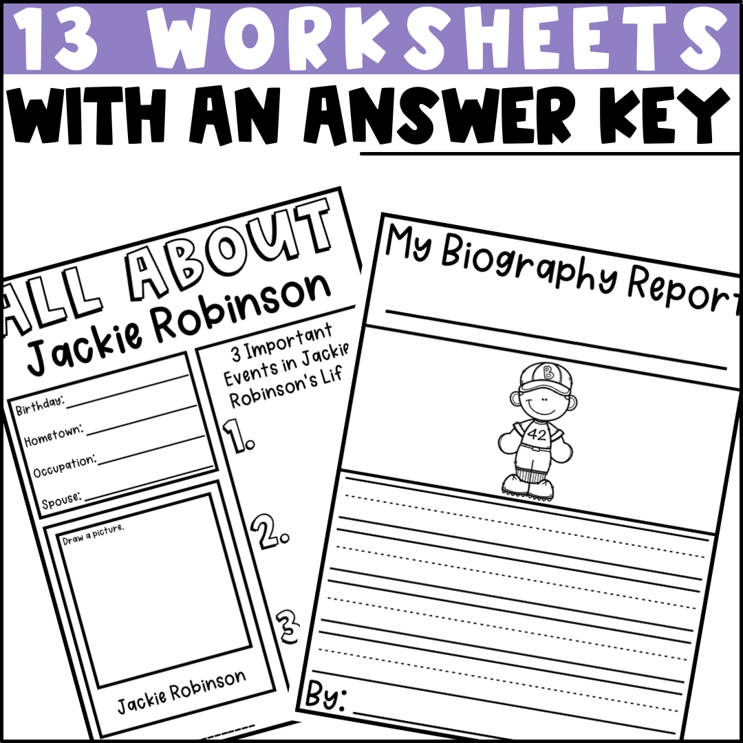 Jackie Robinson Biography Activities Flip Book And Report Black Jackie Robinson Biography Activities Flip Book And Report Black