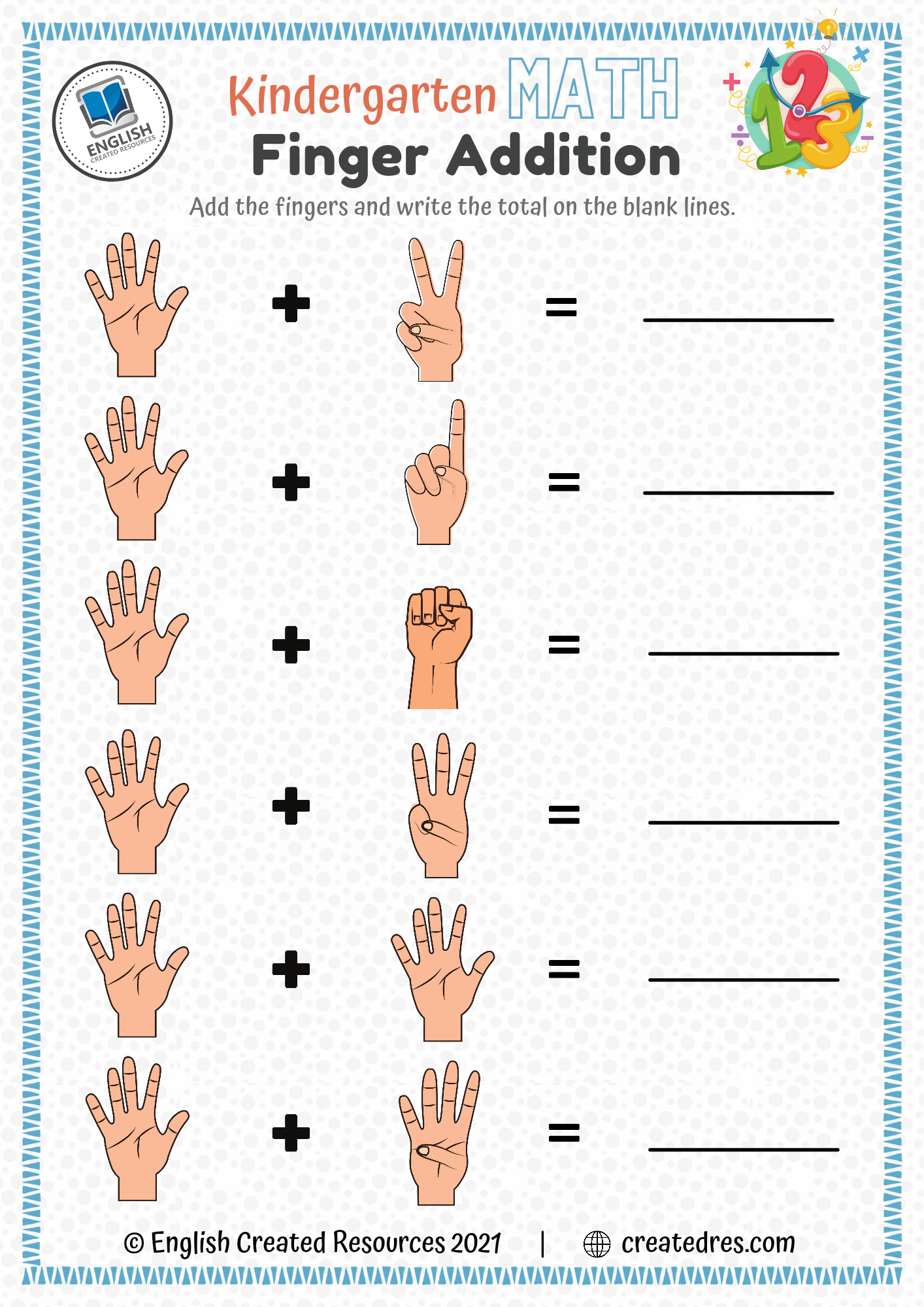 KG Maths Activity Book English Created Resources