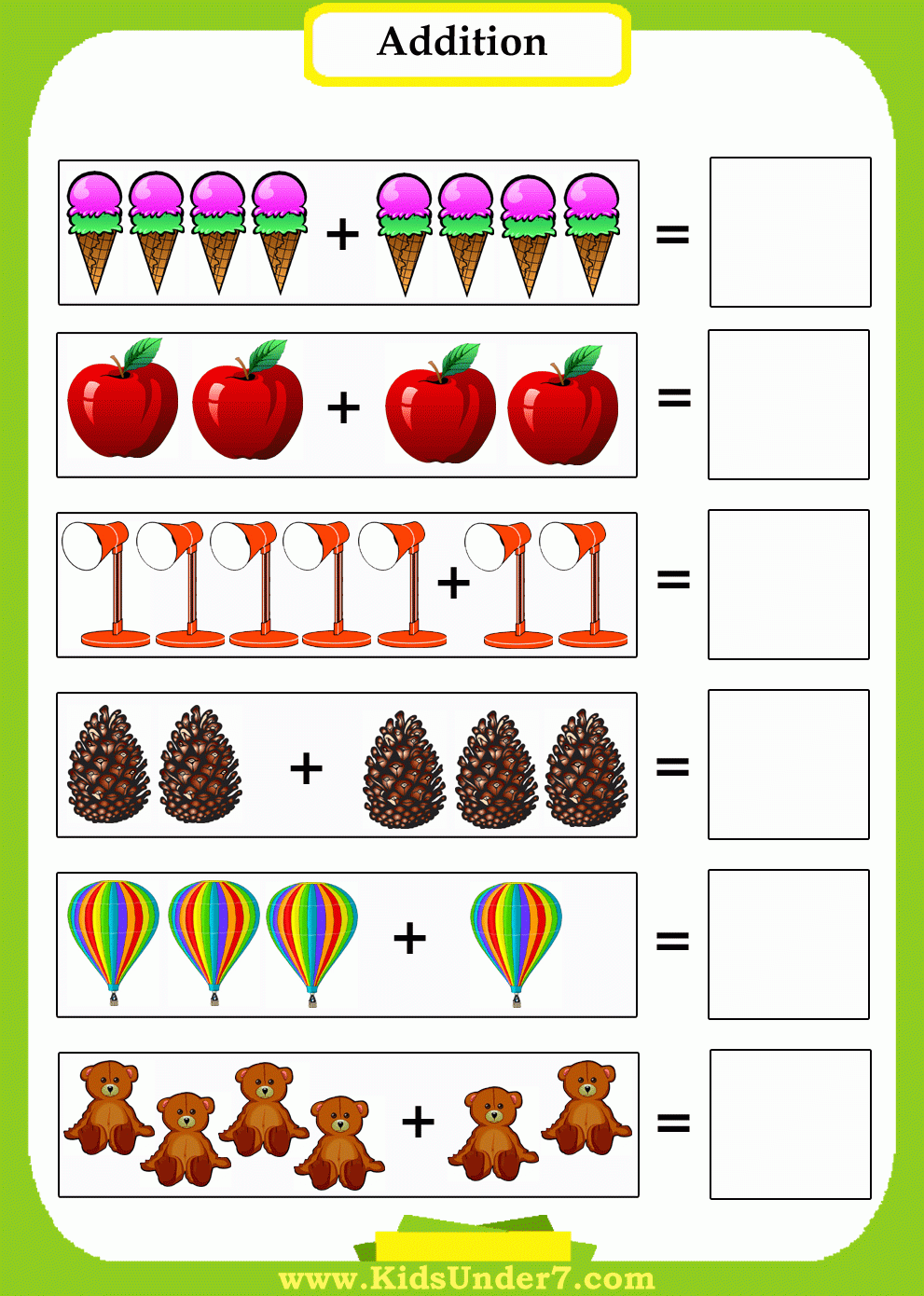 Math Addition Worksheets Kindergarten Free