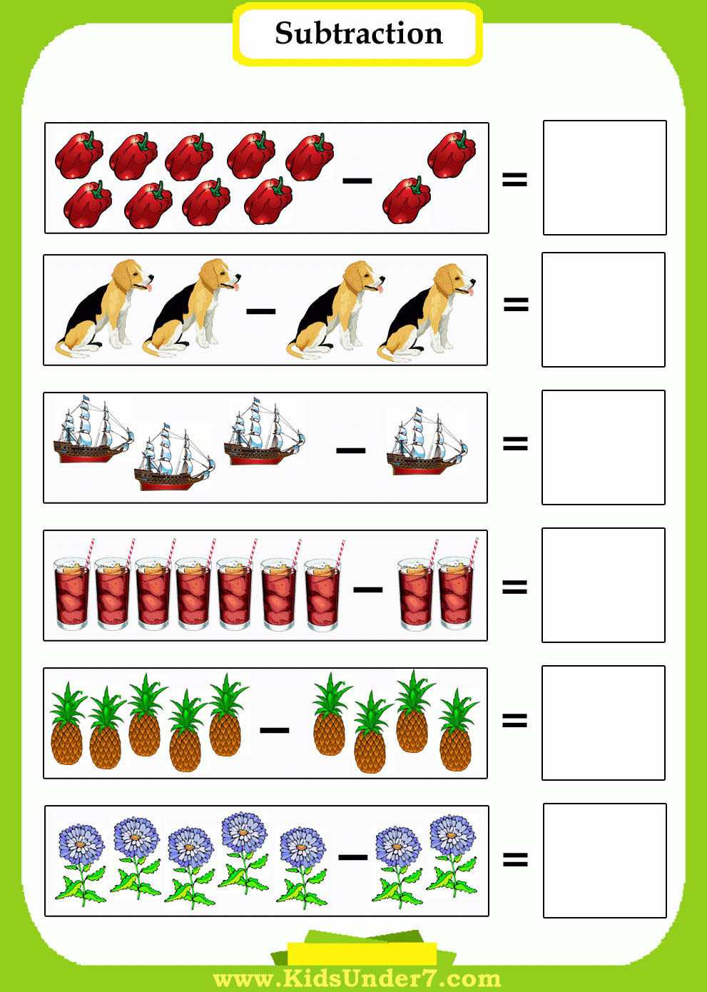 Kindergarten Subtraction Printable Worksheets Kindergarten Subtraction Printable Worksheets