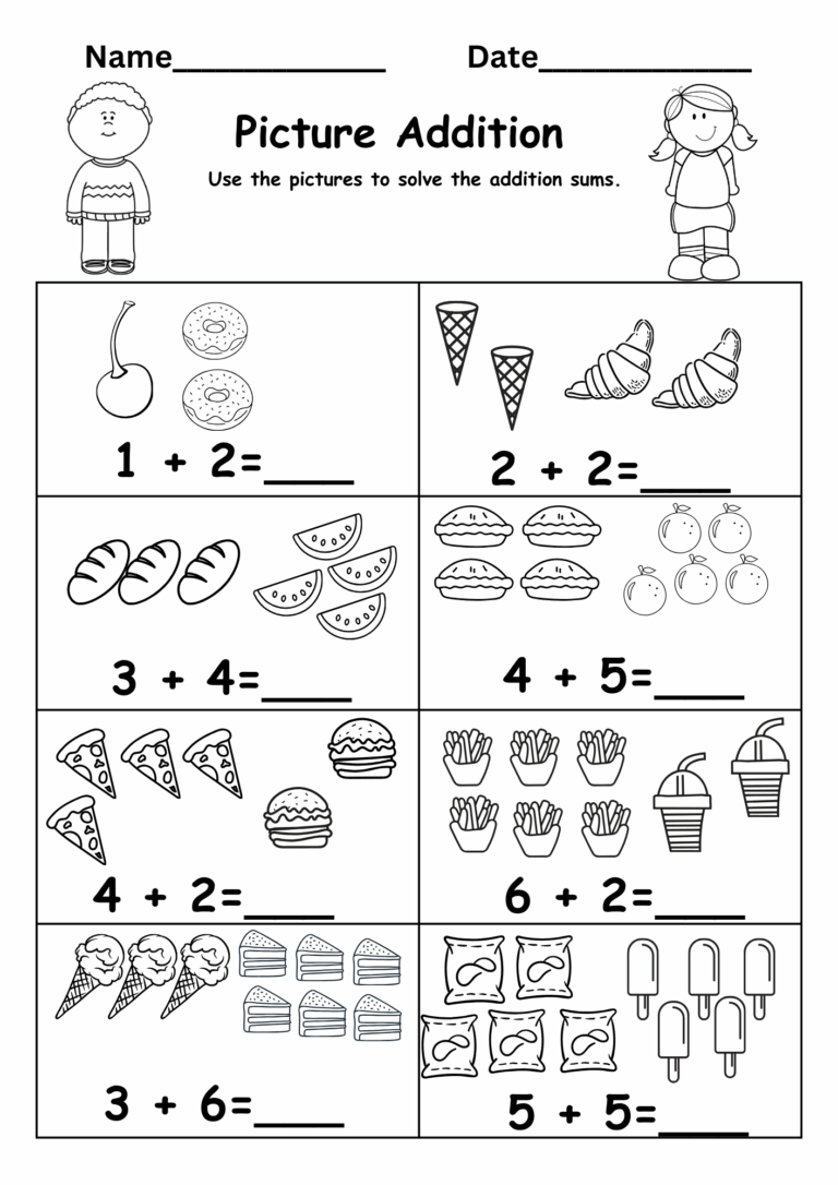 Kindergarten Addition Worksheet Free