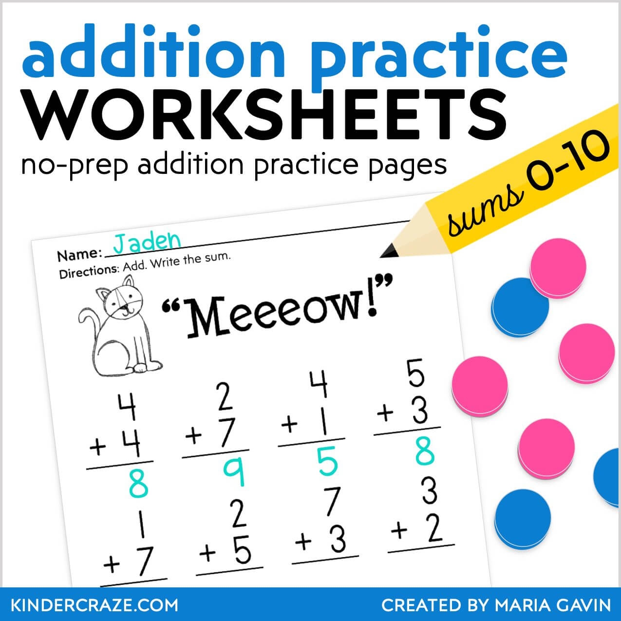 Kindergarten Addition Worksheets Addition Practice For Sums 0 10 