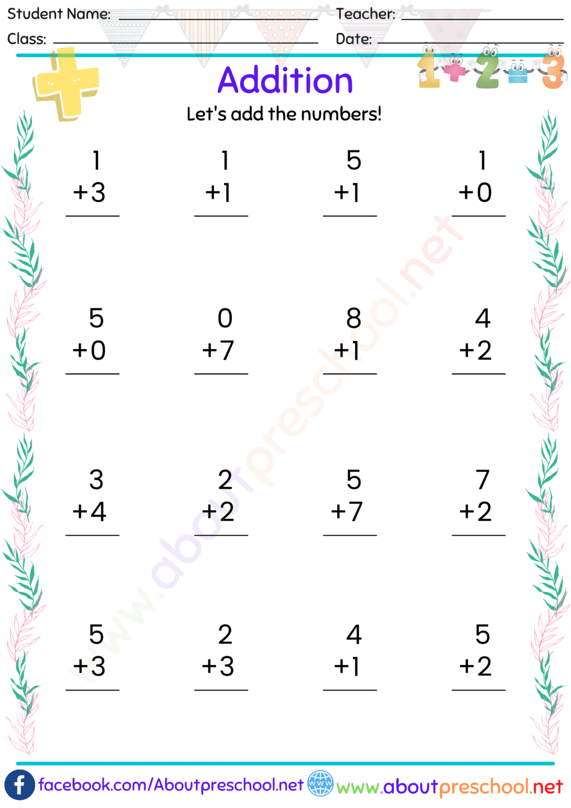Kindergarten And Grade 1 Addition Worksheets About Preschool Kindergarten And Grade 1 Addition Worksheets About Preschool