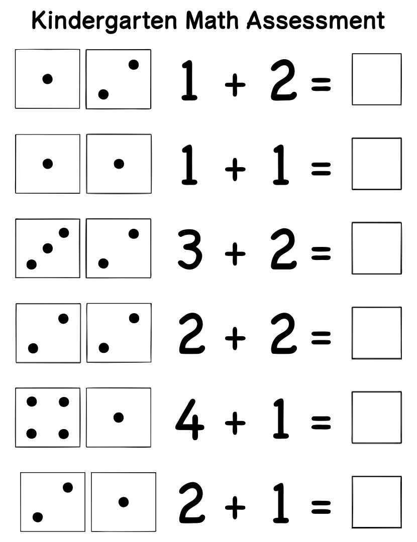 Math Assessment Worksheets For Kindergarten