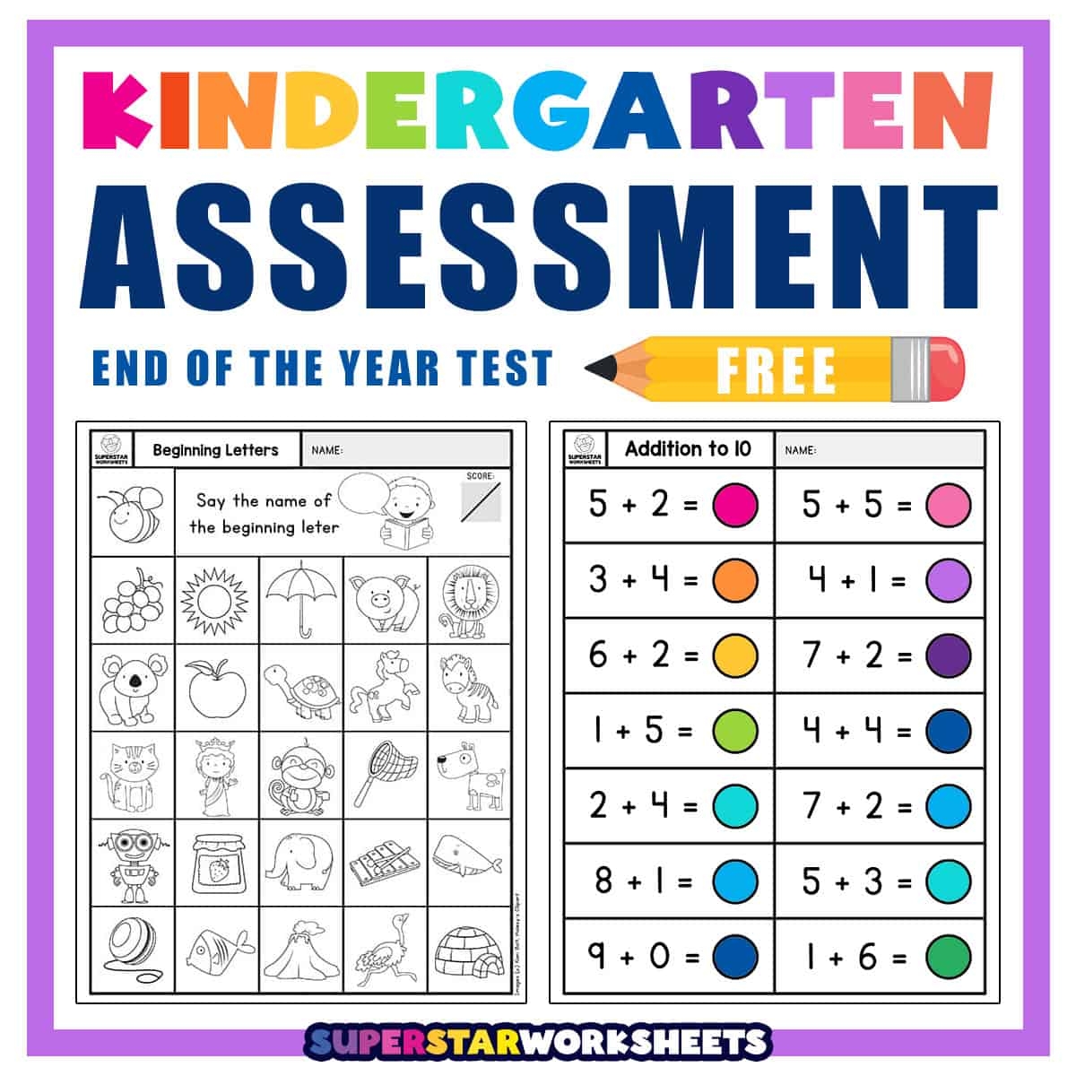Math Quiz Worksheets For Kindergarten