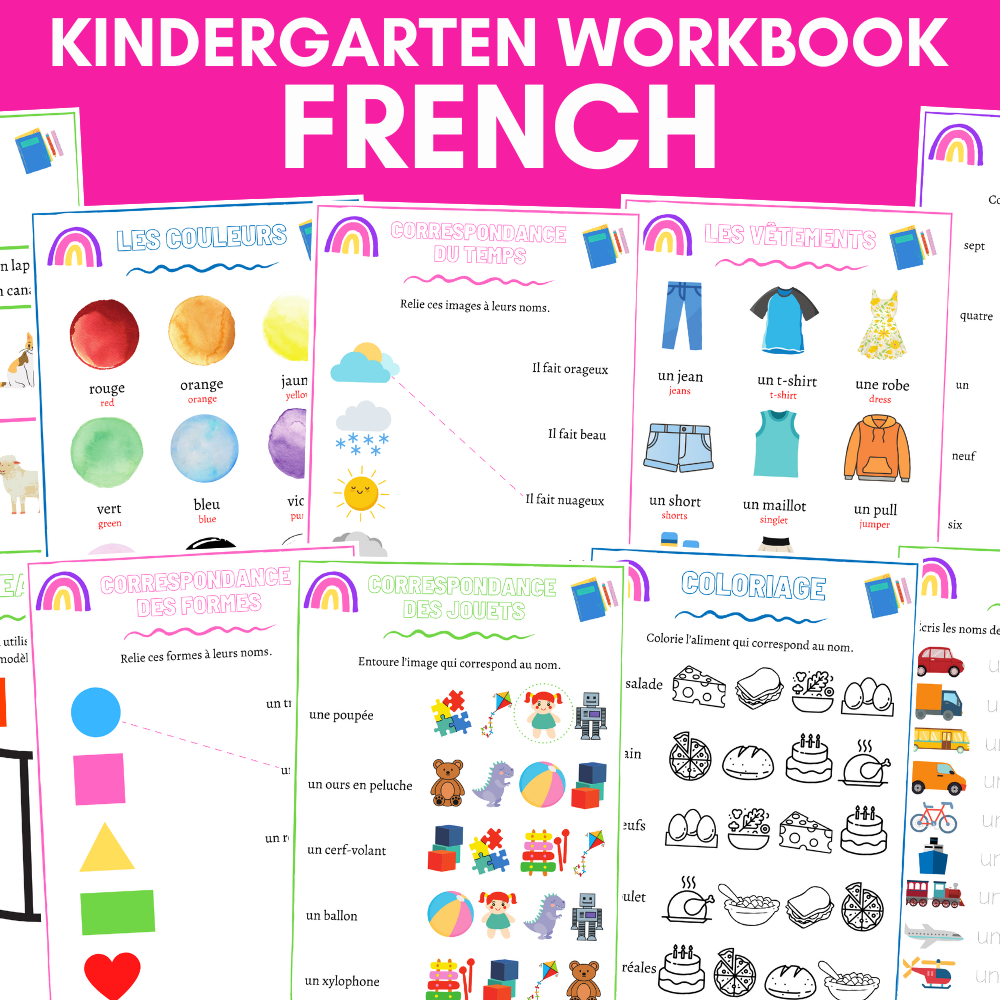 Kindergarten French Workbook Our Kiwi Homeschool