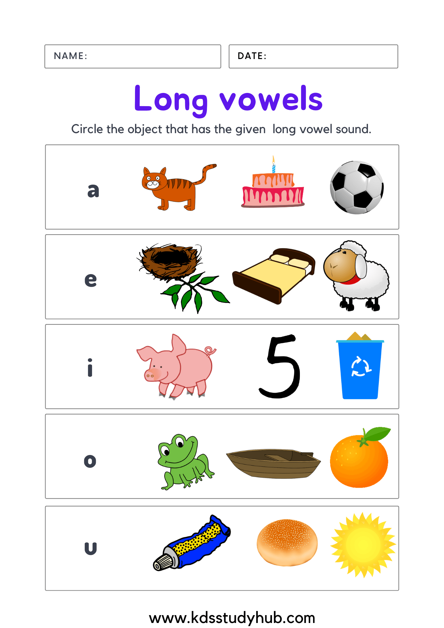 Kindergarten Long Vowel Worksheet Fun Learning Activities For Kids