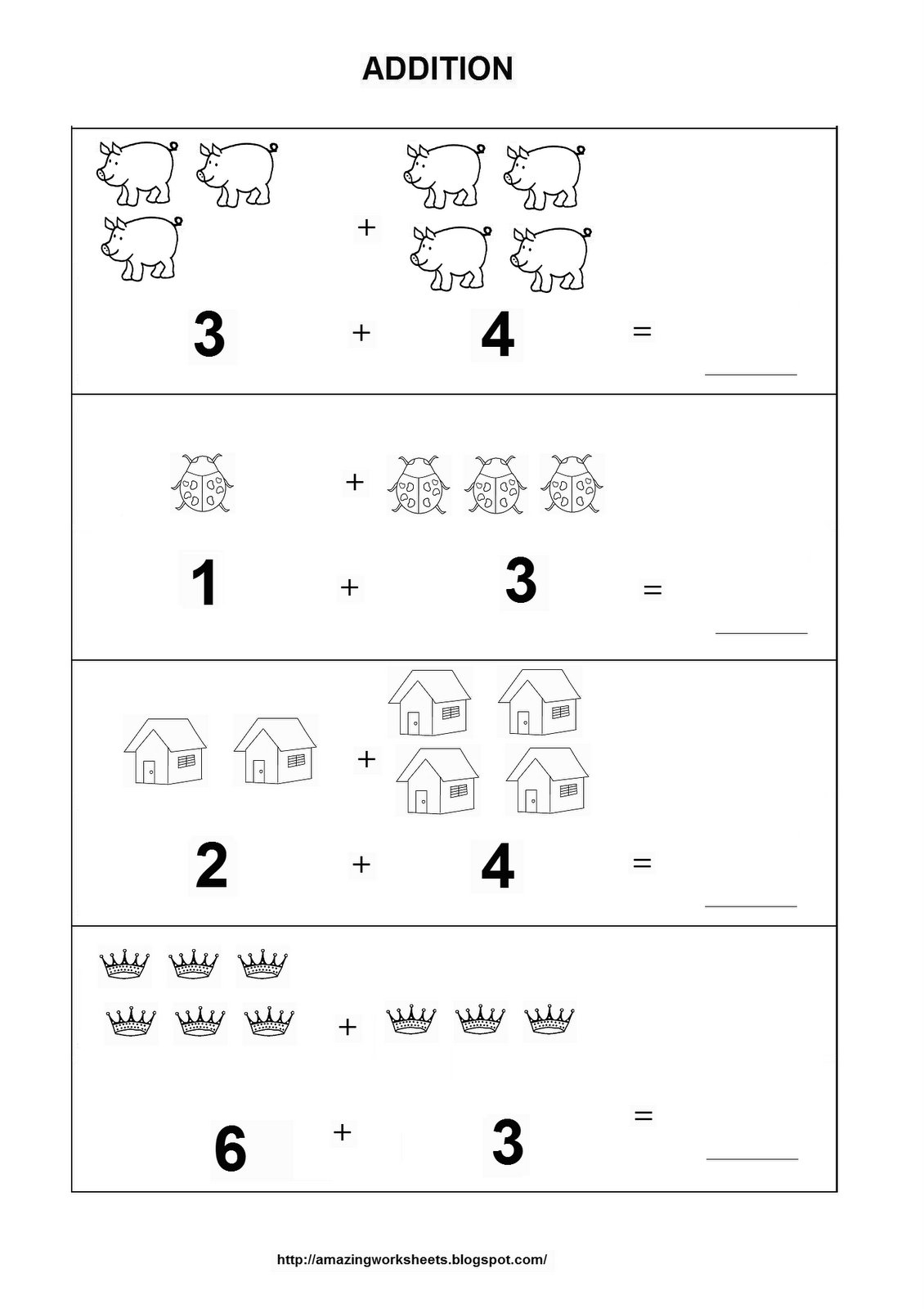 Kindergarten Math Worksheets Simple Addition