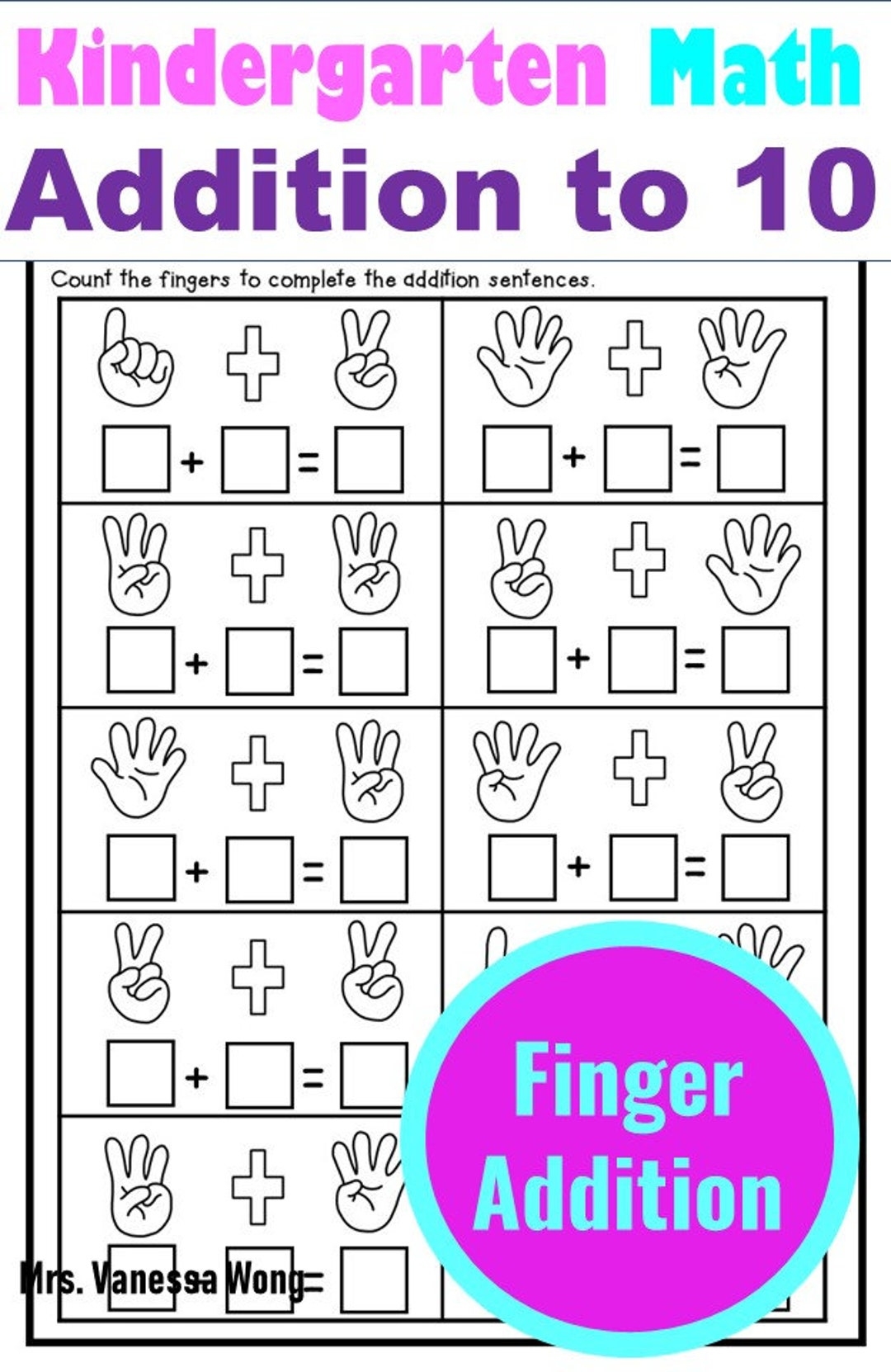 Kindergarten Math Addition Worksheets Homeschoolers Worksheets Distance Learning Etsy