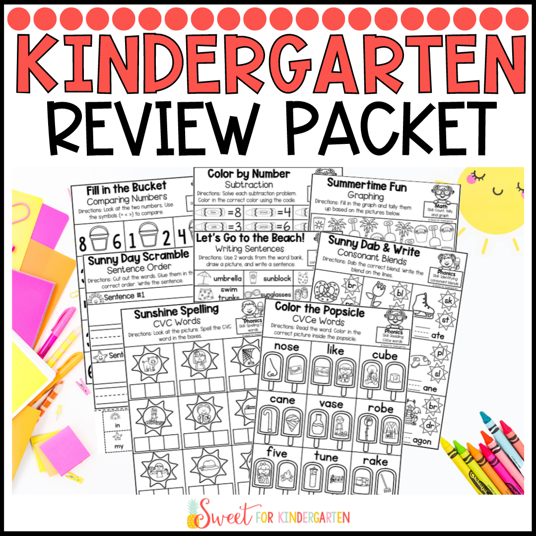 Kindergarten Math And Literacy Summer Review Worksheets Phonics 
