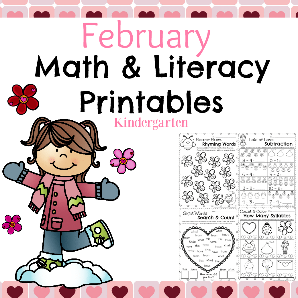 Kindergarten Math And Literacy Worksheets For February Planning Playtime Kindergarten Math And Literacy Worksheets For February Planning Playtime