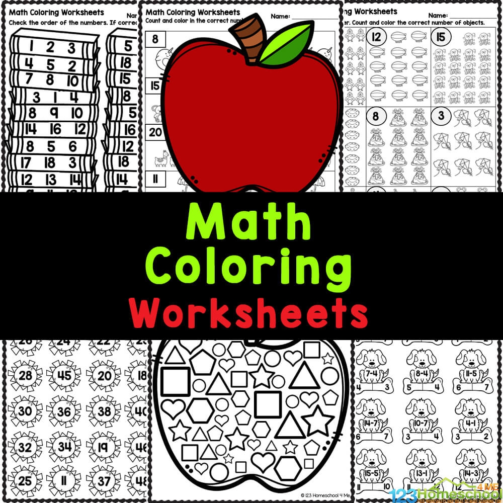 Kindergarten Math Coloring Page Worksheets