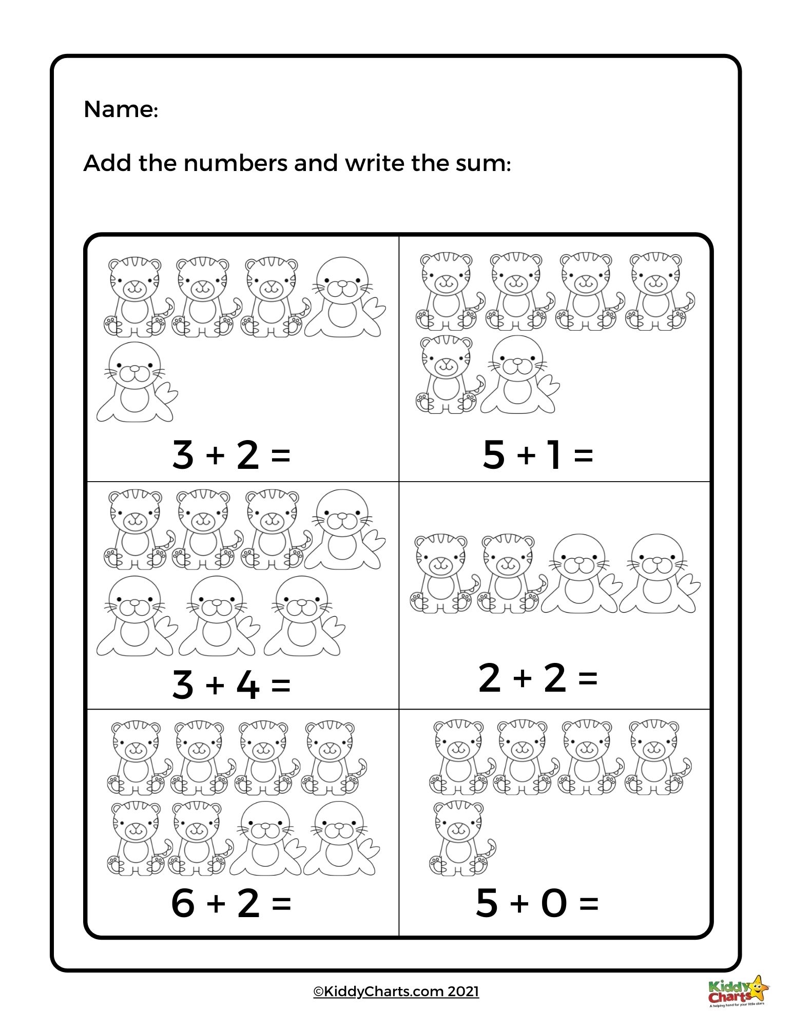 Kindergarten Math Worksheets Animal Math Worksheets KiddyCharts 