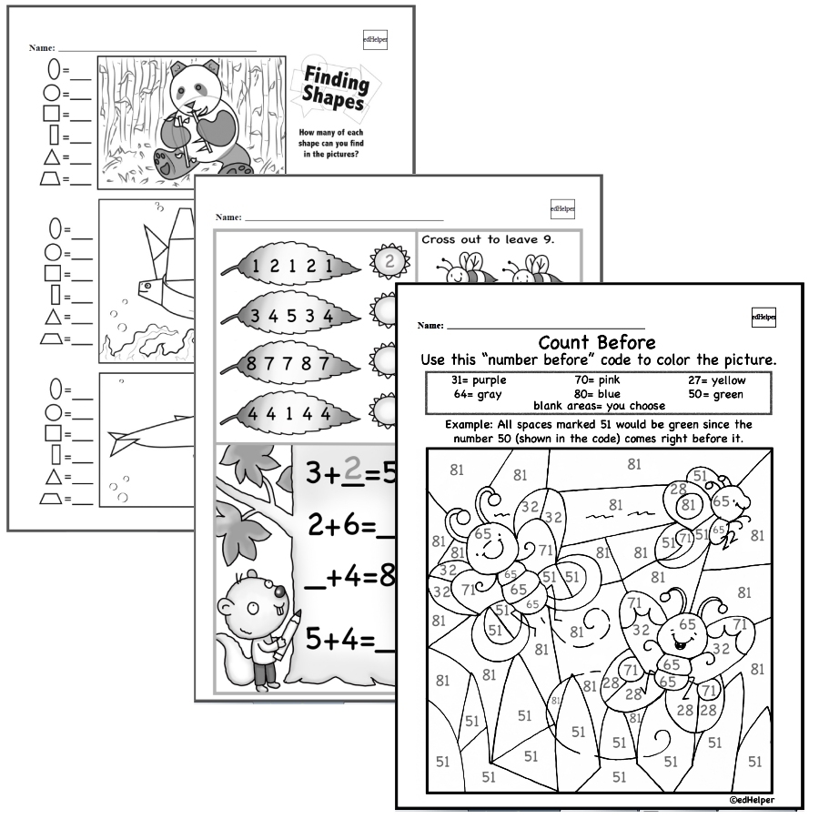 Kindergarten Math Worksheets Free Printable Math PDFs EdHelper Worksheets Library