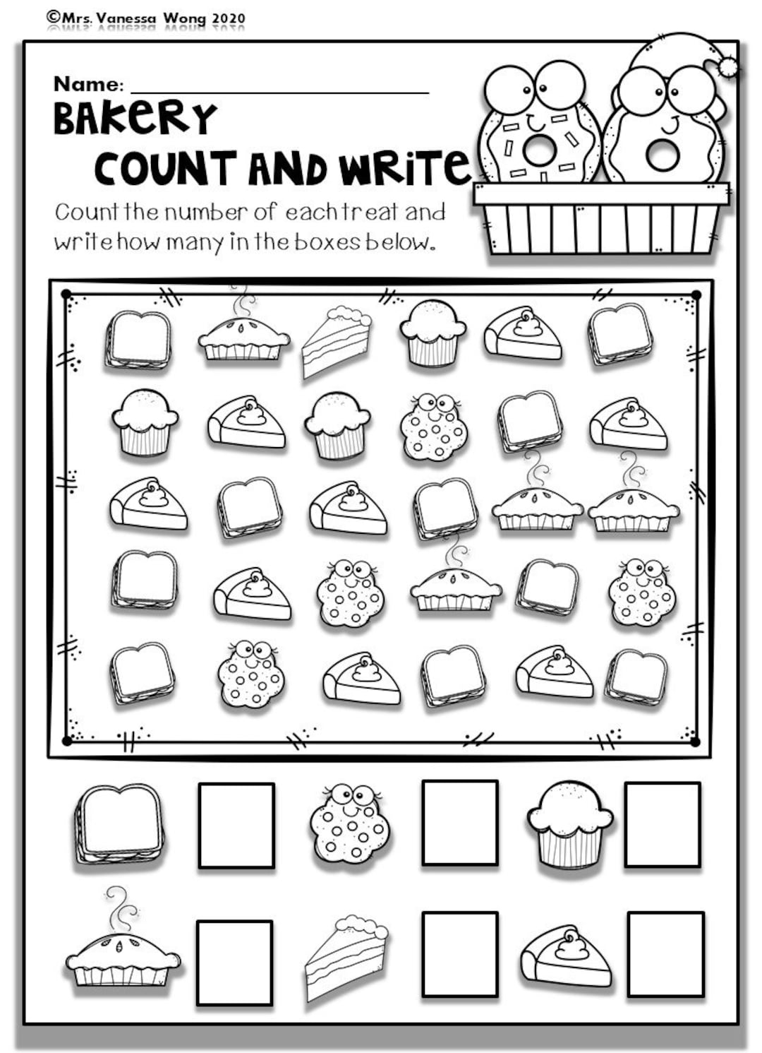 Kindergarten Math Worksheets Numbers 1 10 Counting Etsy Hong Kong