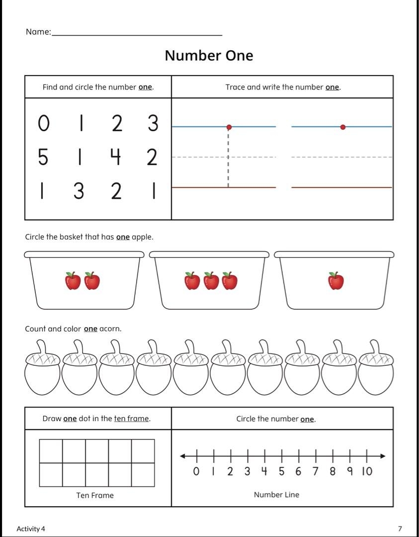 Kindergarten Maths 1 Worksheet Number Learning For Children Kindergarten Maths 1 Worksheet Number Learning For Children