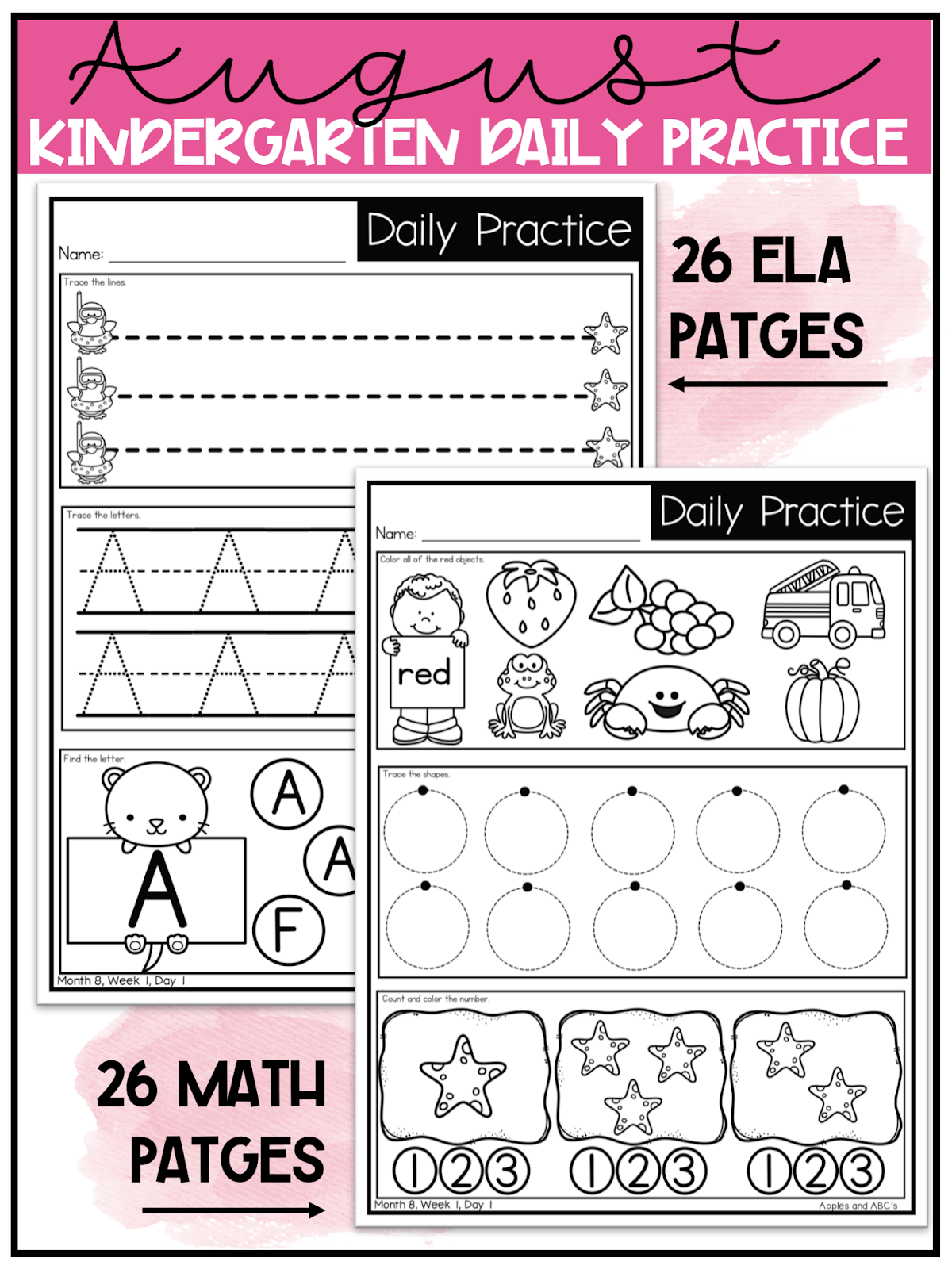 Kindergarten Morning Work Digital And Paper For Distance Learning Apples U0026 ABC s