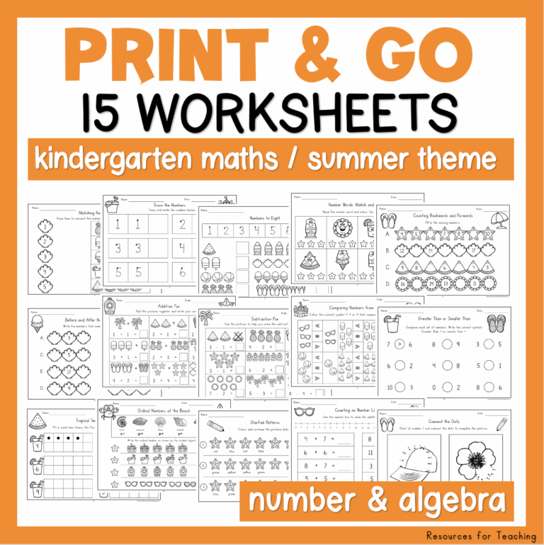 Kindergarten No Prep Math Worksheets Resources For Teaching Australia