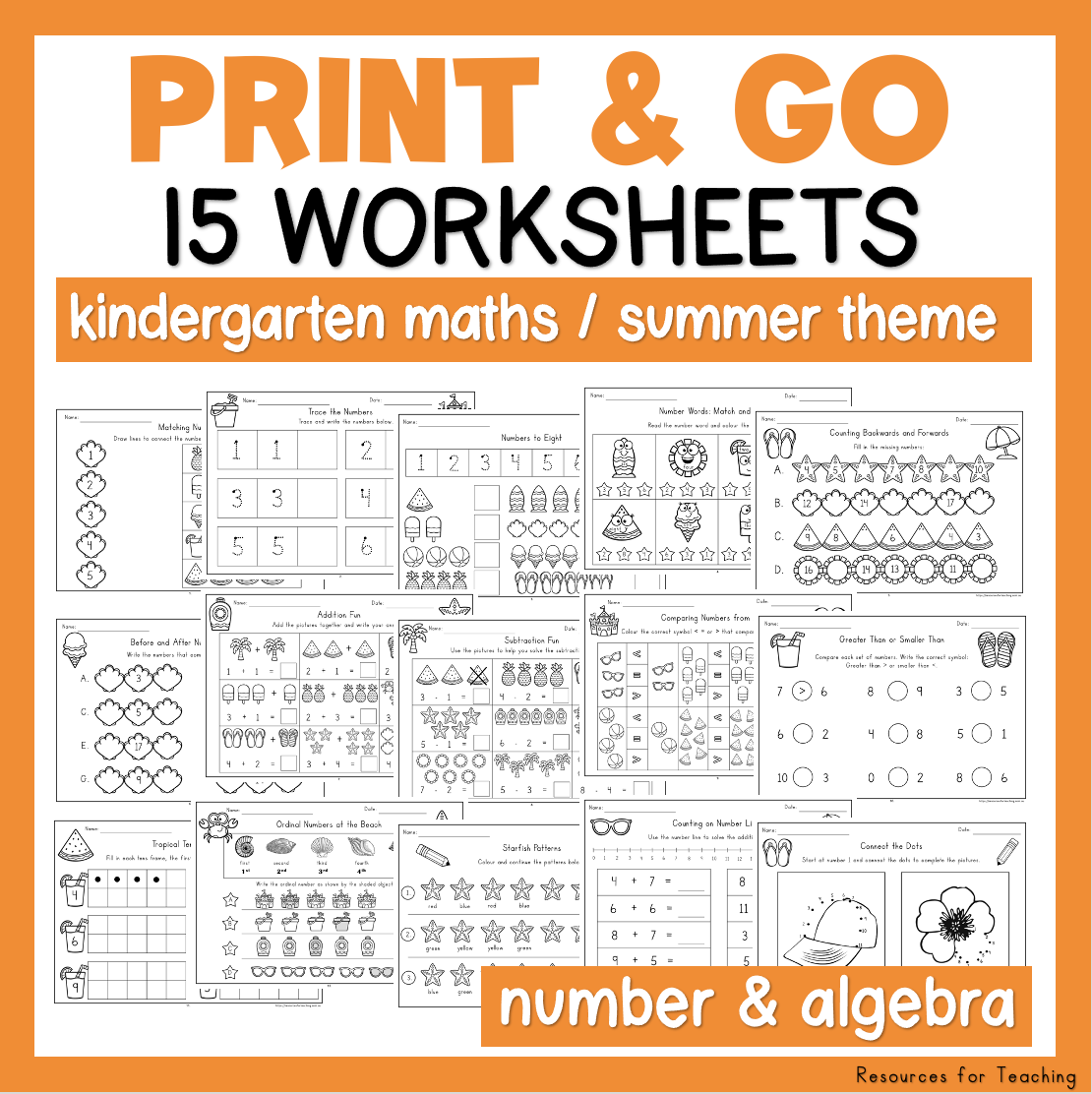 Kindergarten No Prep Math Worksheets Resources For Teaching Australia