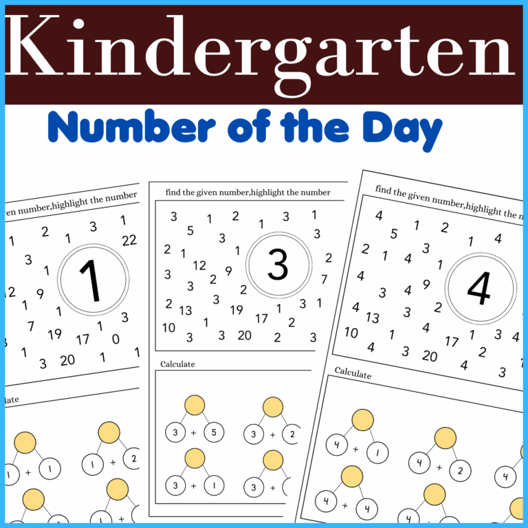 Kindergarten Number Of The Day Daily Math Worksheets Counting U0026 Numbers 1 To 20