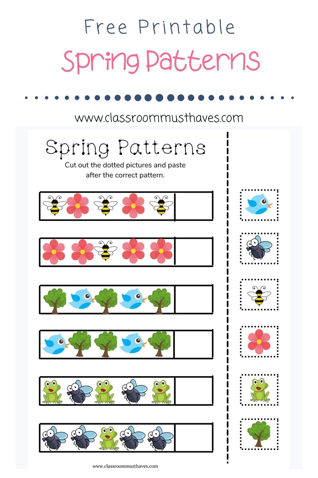 Kindergarten Pattern Worksheets Free