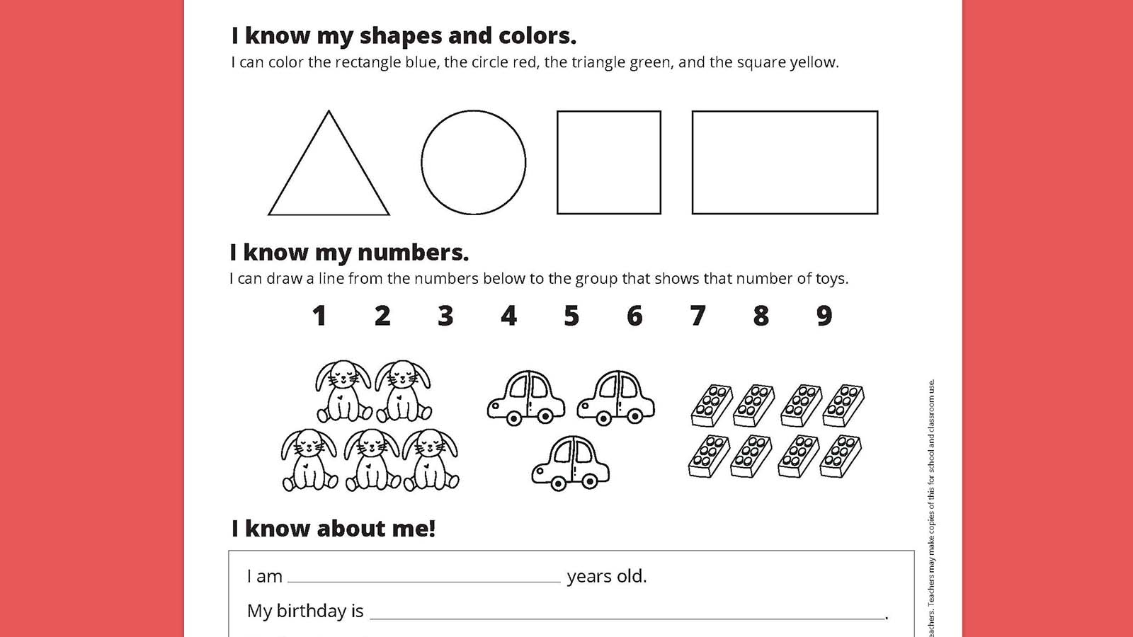 Kindergarten Readiness Checklist Free Printable Worksheets Library