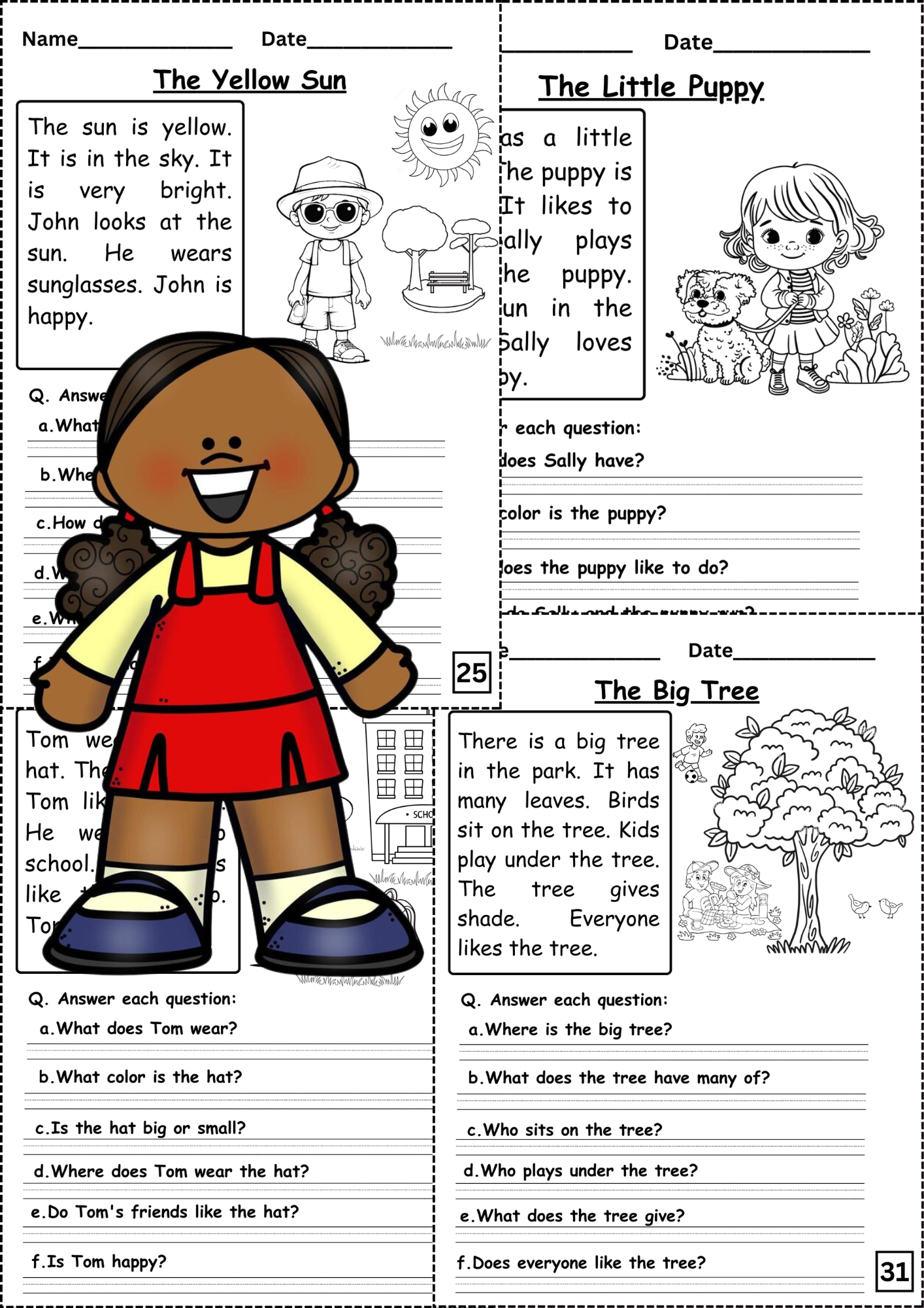 Kindergarten Reading Comprehension 34 Printables 16 Passages