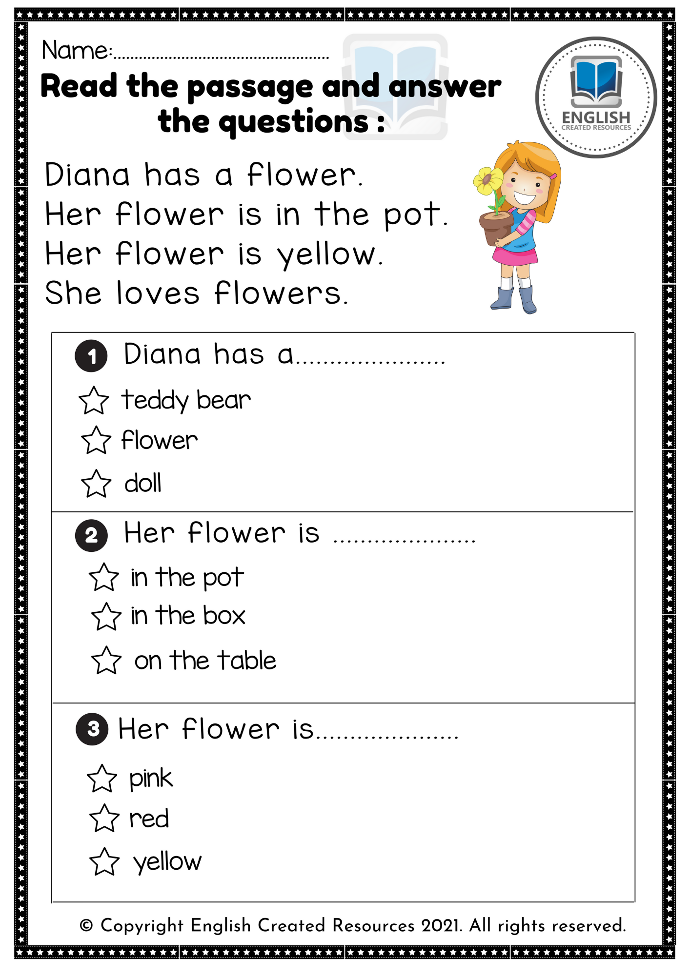 Kindergarten Reading Comprehension Worksheets English Created Worksheets Library
