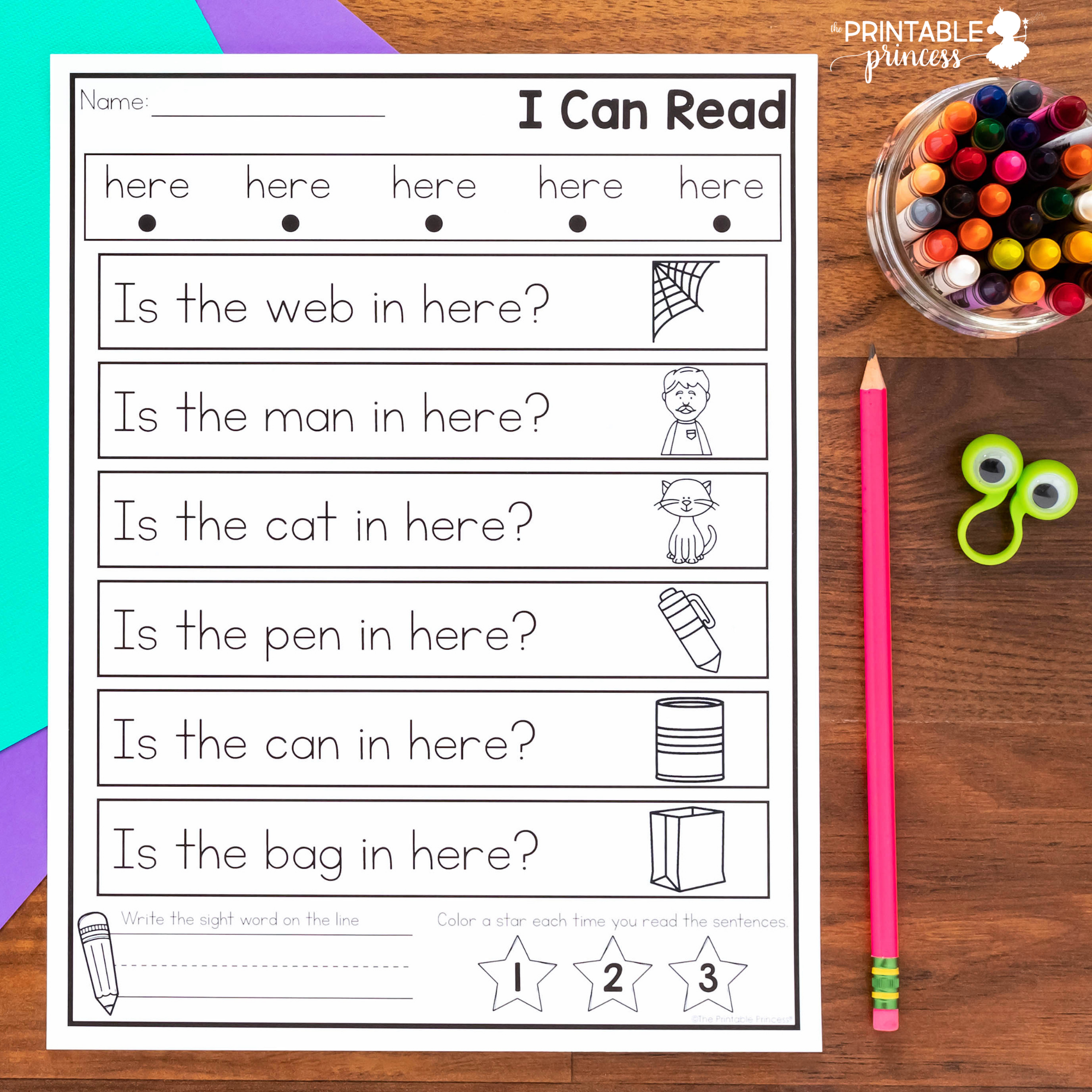 Kindergarten Sight Word Fluency Practice The Printable Princess