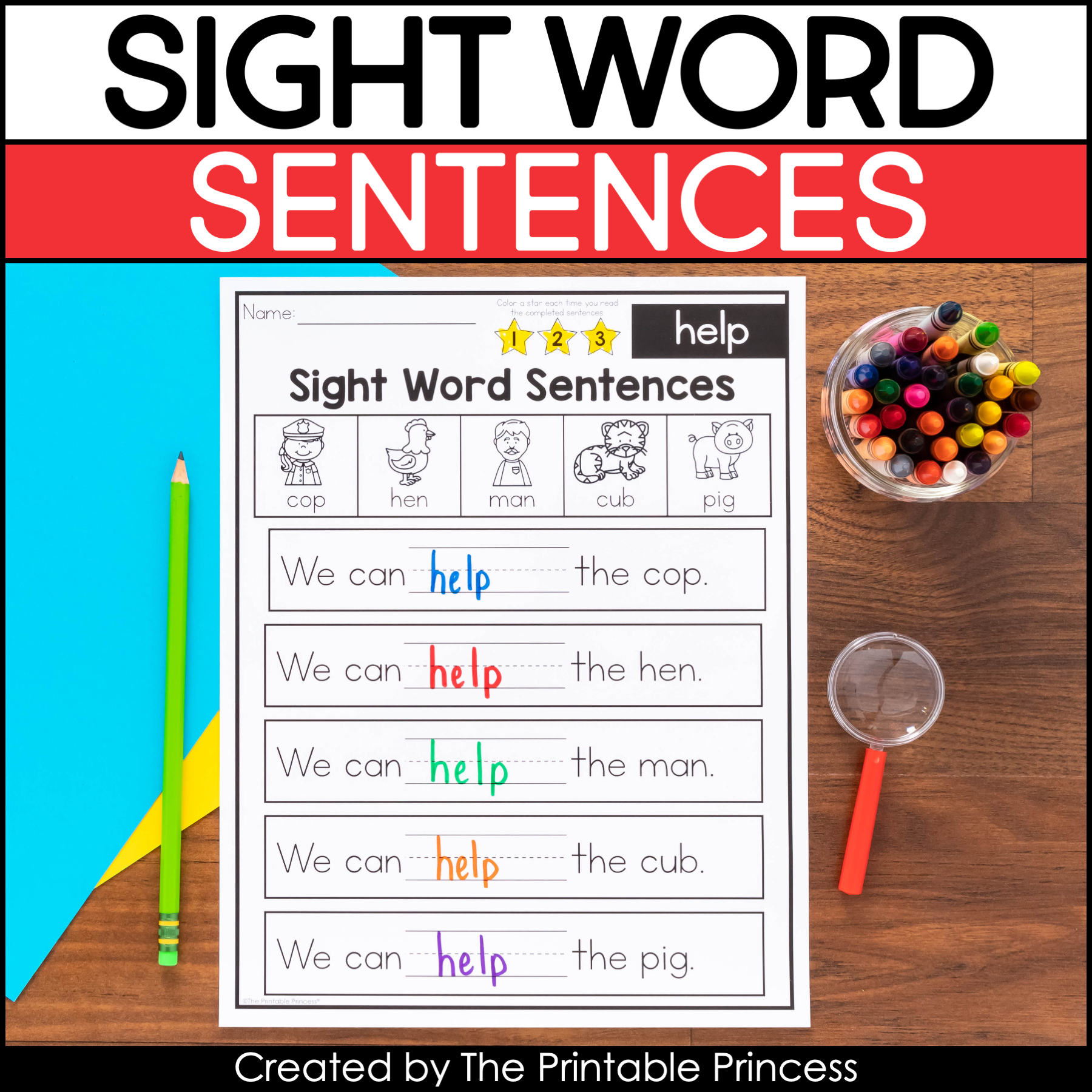 Kindergarten Sight Word Sentences The Printable Princess