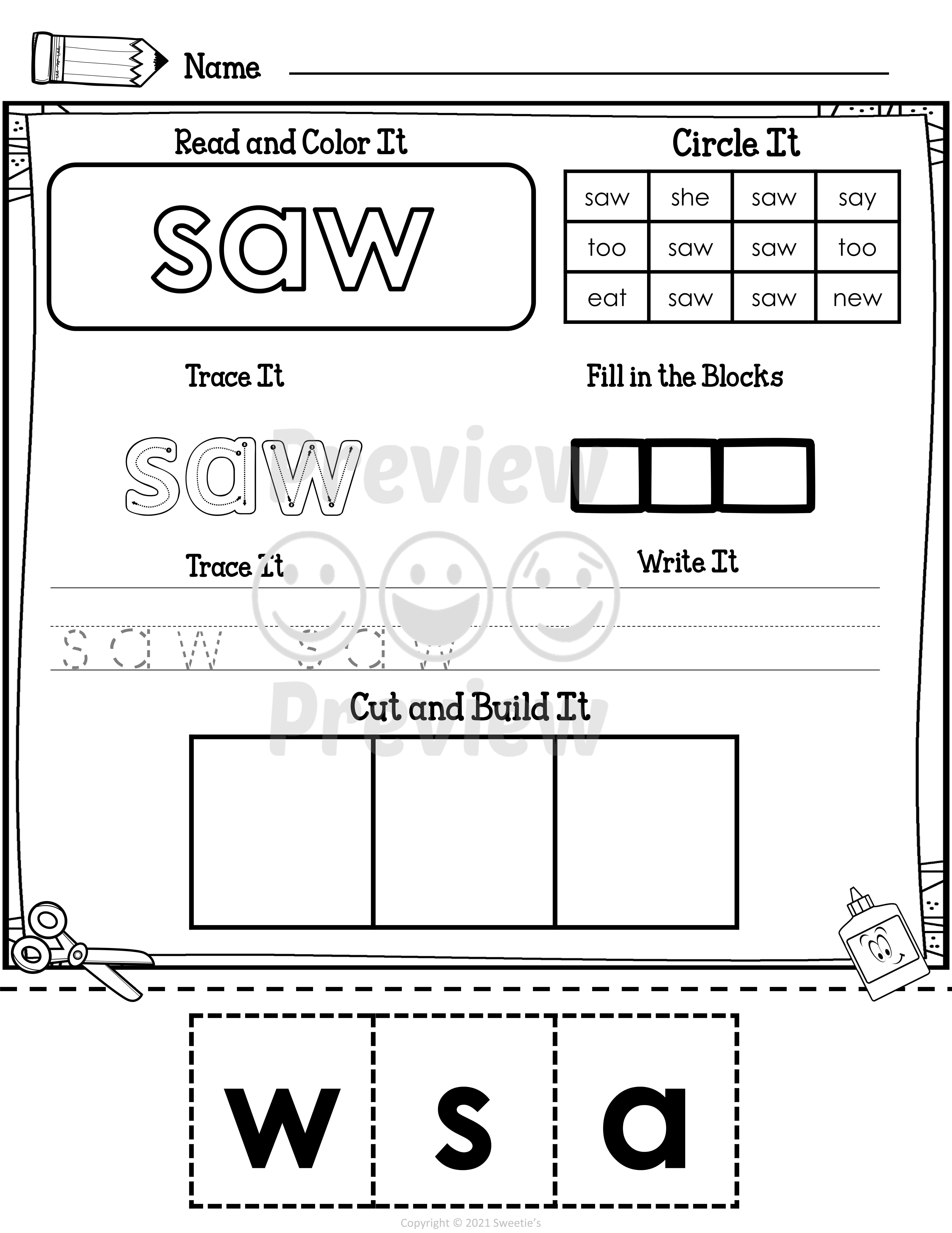 Kindergarten Sight Words Worksheets Kindergarten Sight Words Worksheets