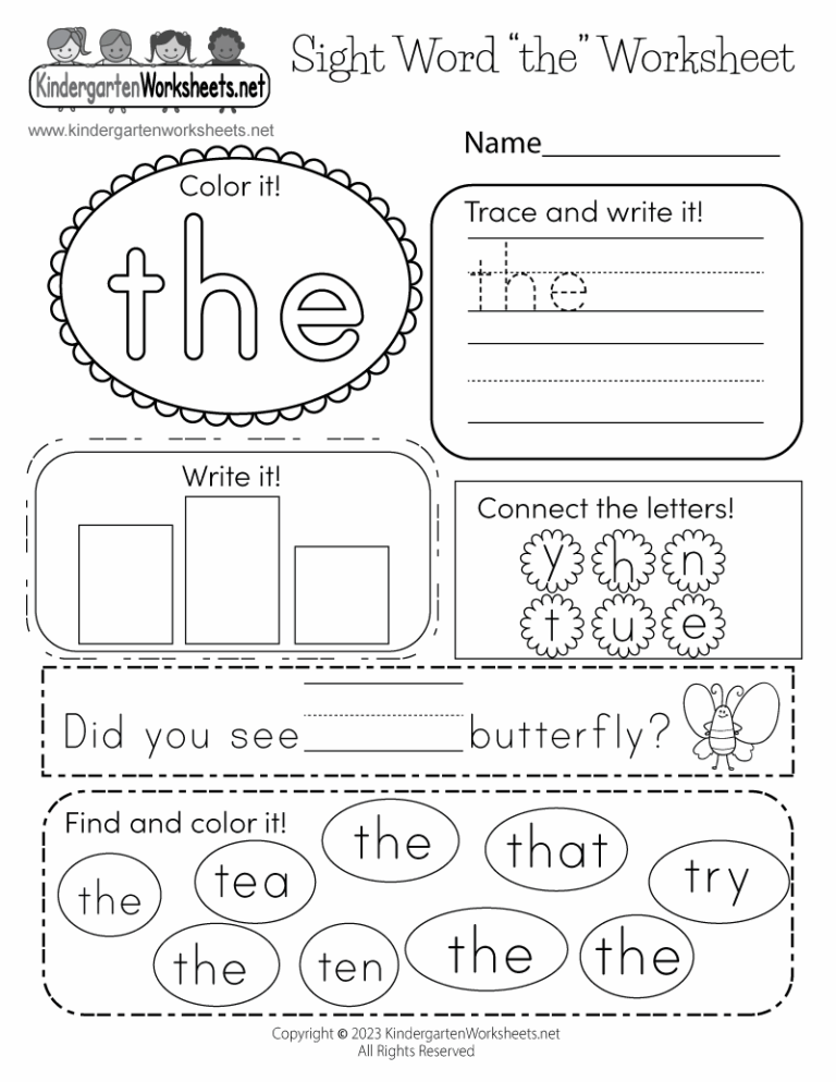 Kindergarten Sight Words Worksheets NO PREP The Super Teacher Worksheets Library